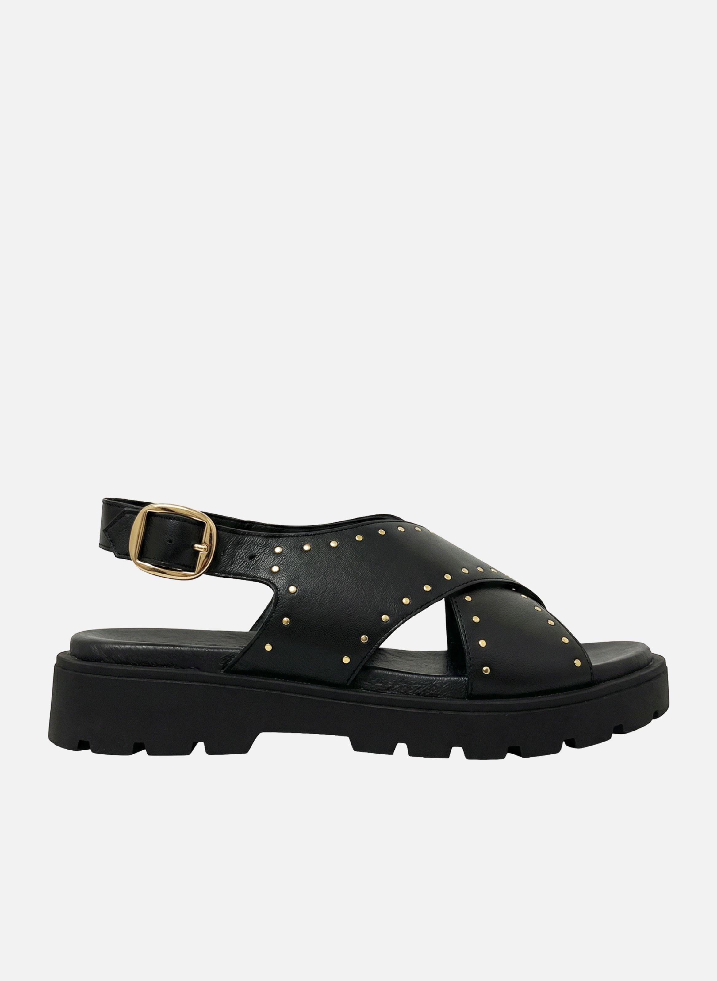 Sandals rubber lou smooth leather JULES & JENN Black