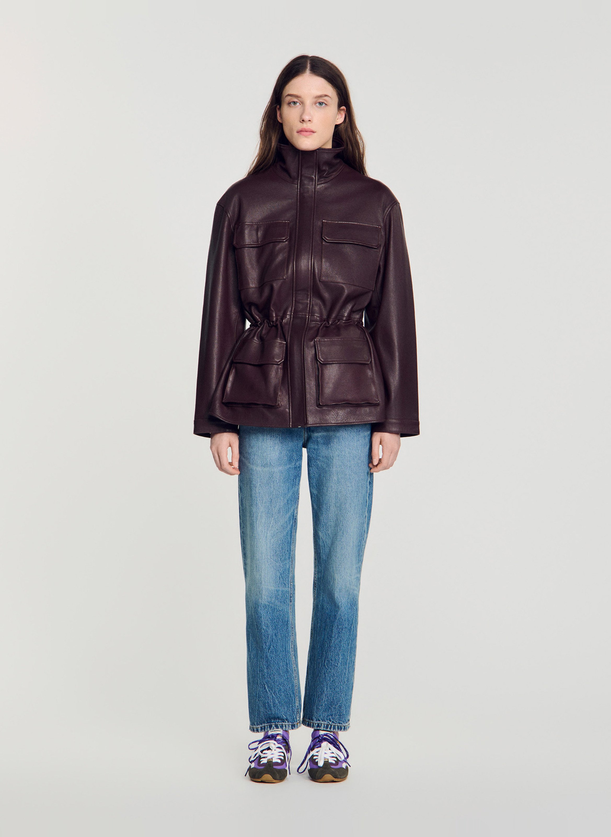 Oversized, leren jack SANDRO Rood