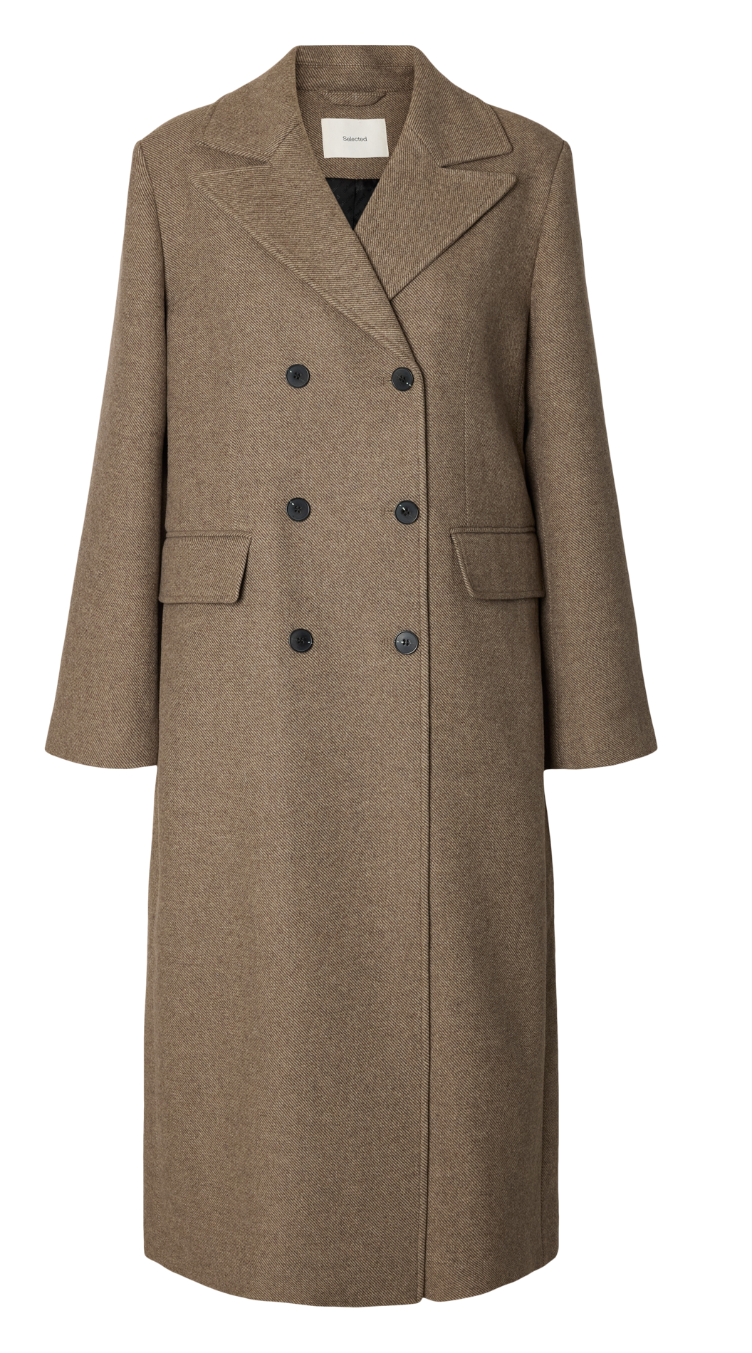 Manteau long ample en laine mélangée SELECTED Marron