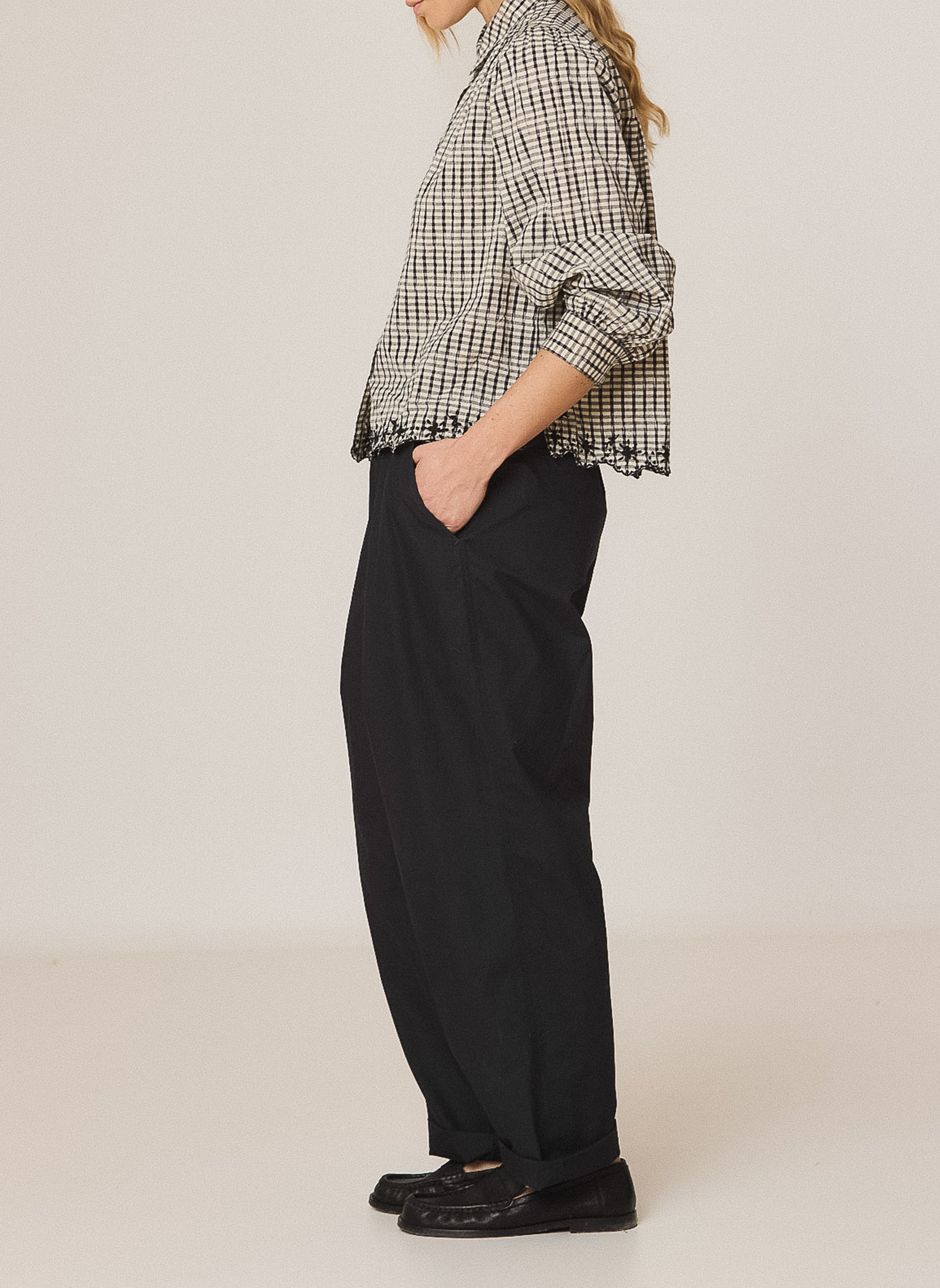 Chemise col classique en coton INDI & COLD Noir