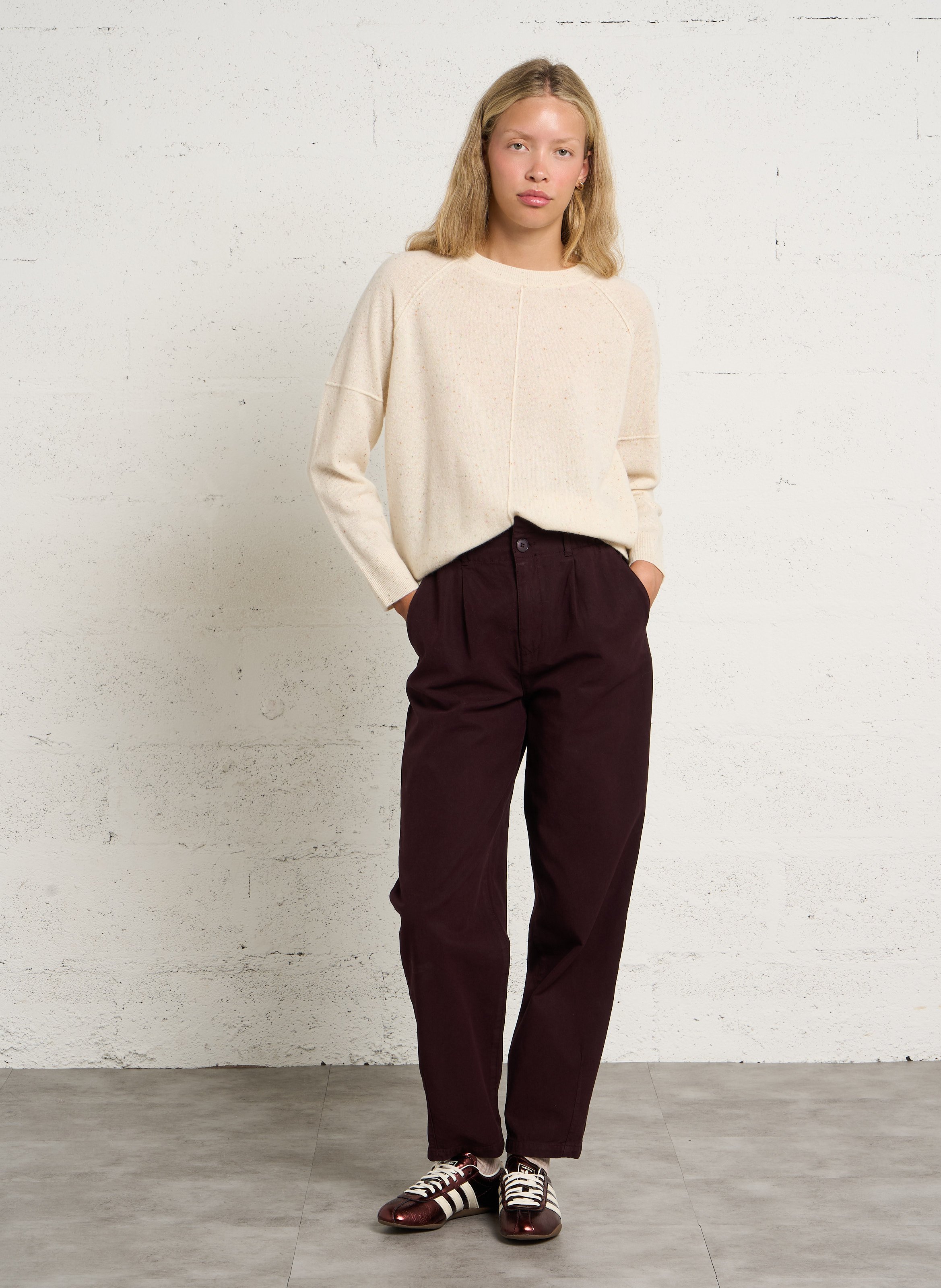 Round-neck speckled cashmere sweater MAISON 123 Beige