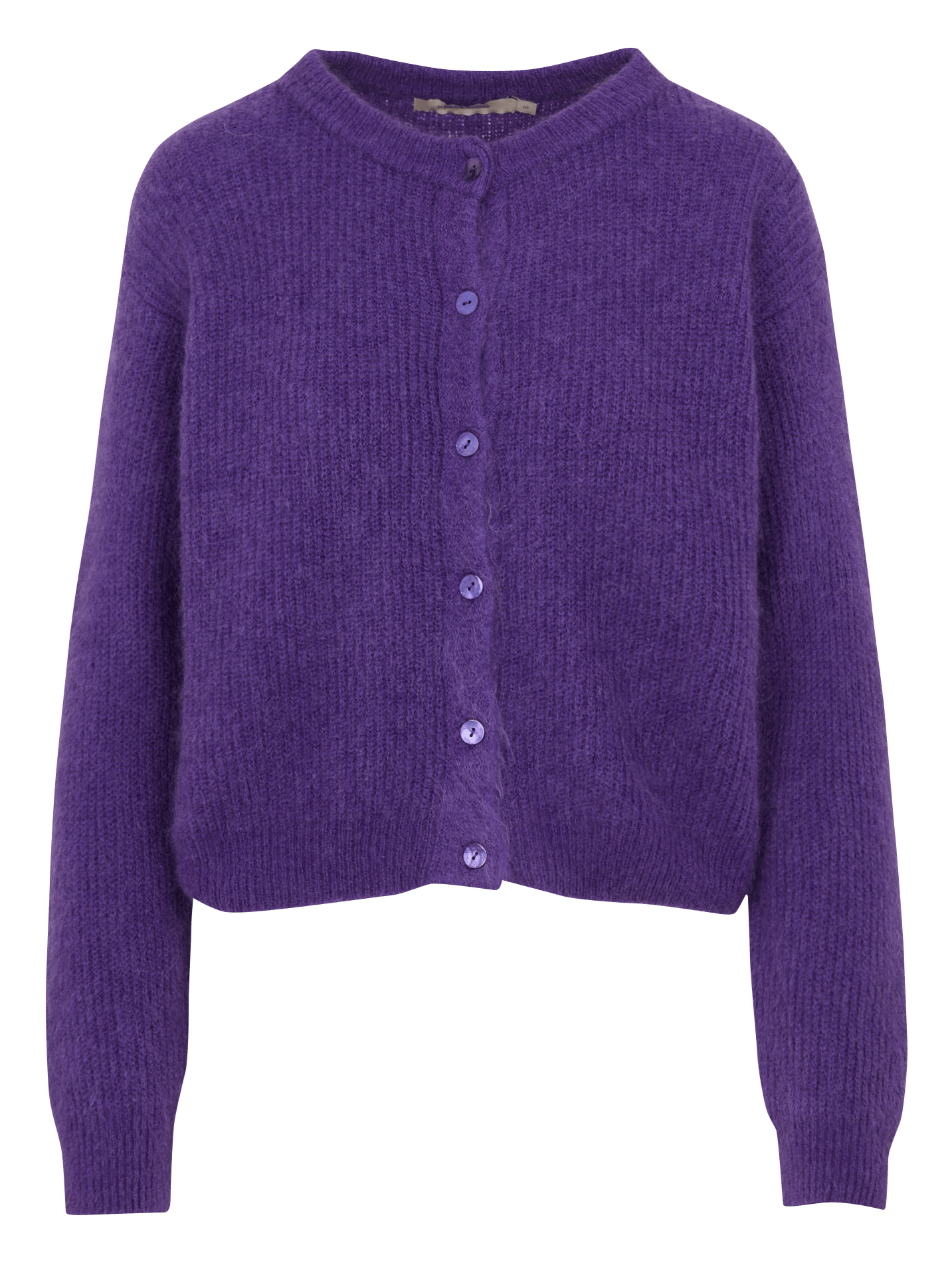Gilet ample col rond en maille mélangée  Cassis