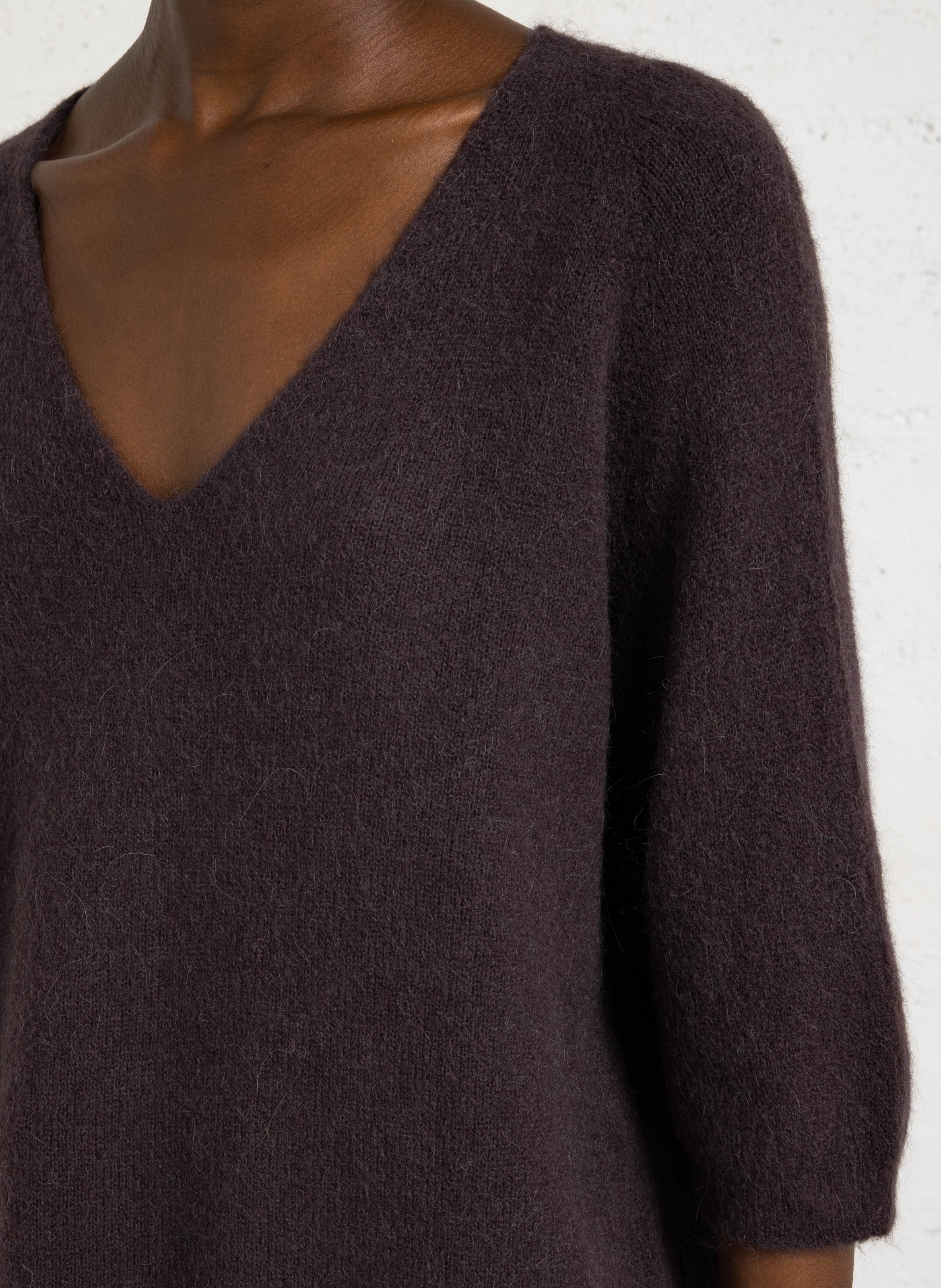 Oversize-Pullover mit V-Ausschnitt PLEASE Braun