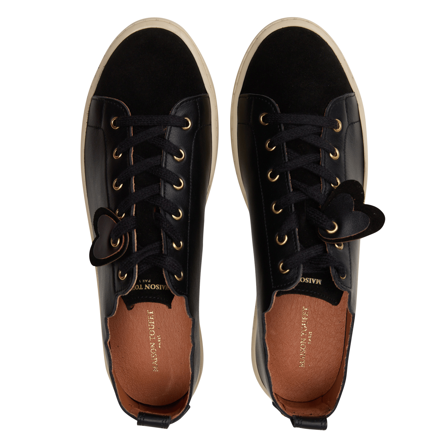 Low-top lace-up leather sneakers MAISON TOUFET Black