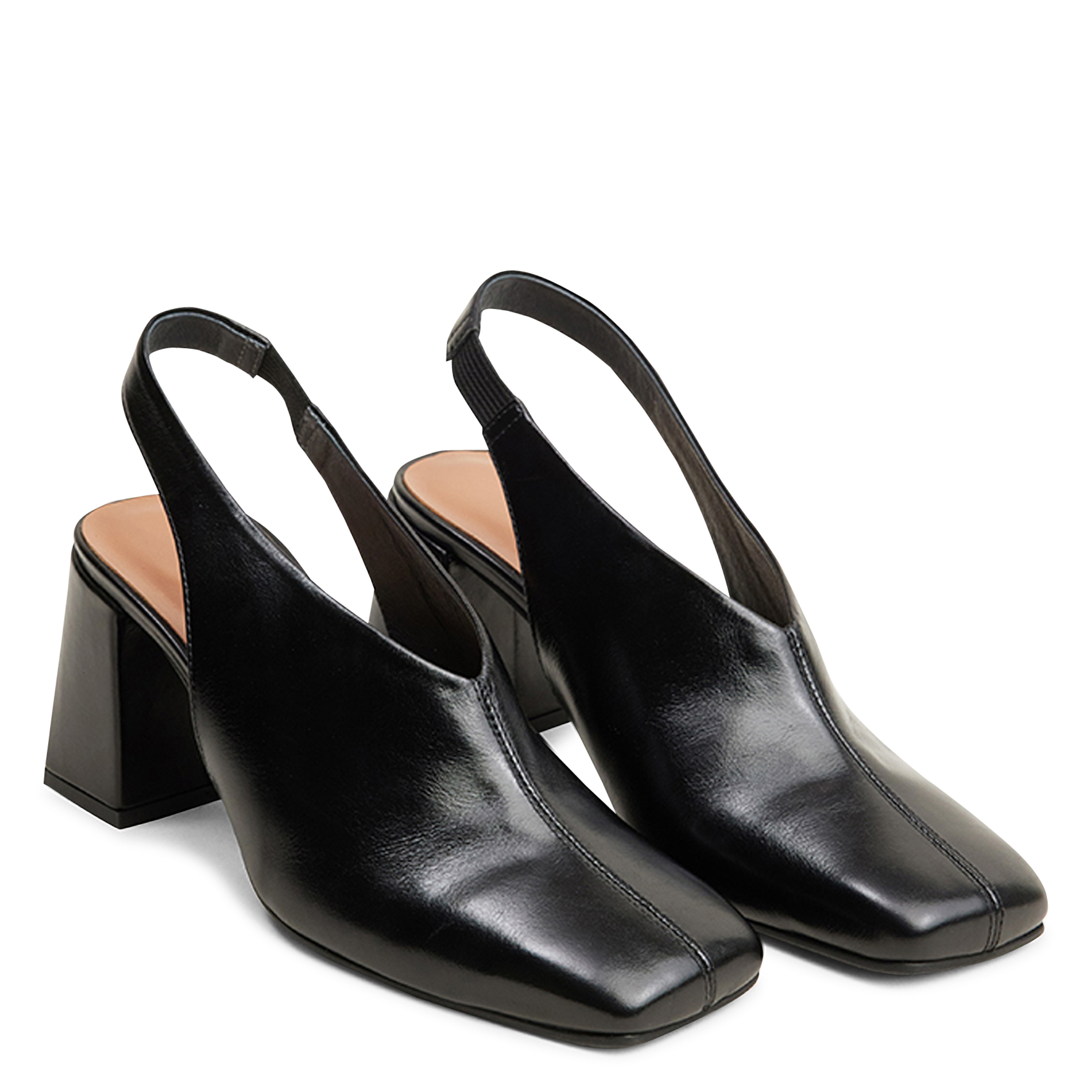 Escarpins slingbacks à bouts carrés en cuir JONAK Noir