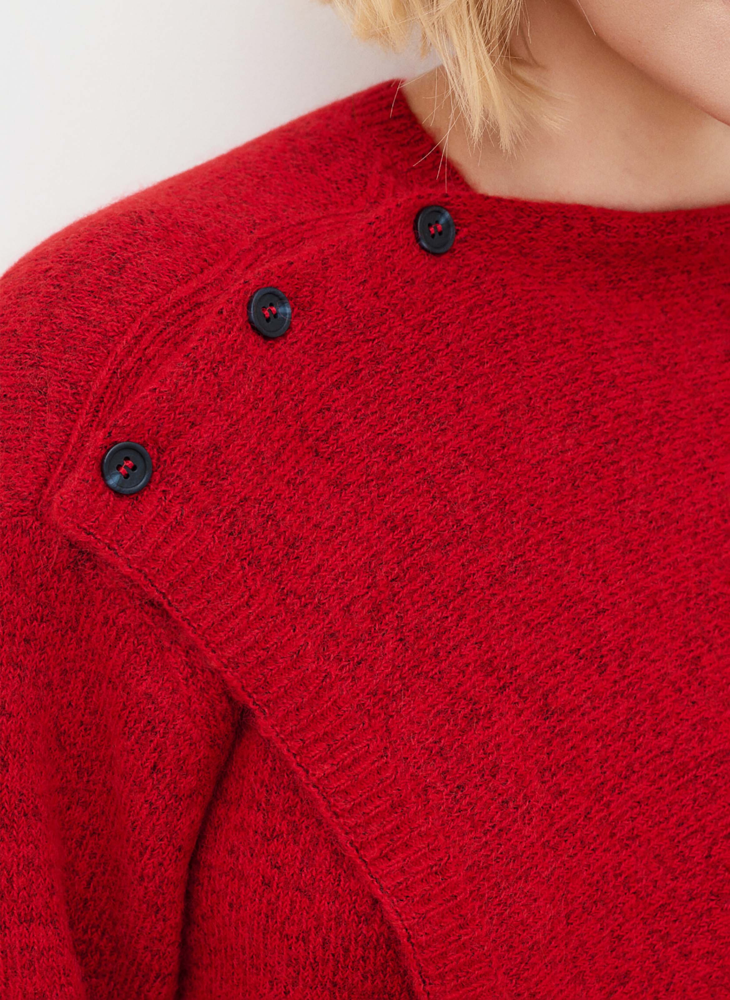 Pull col rond drapé CAROLL Rouge