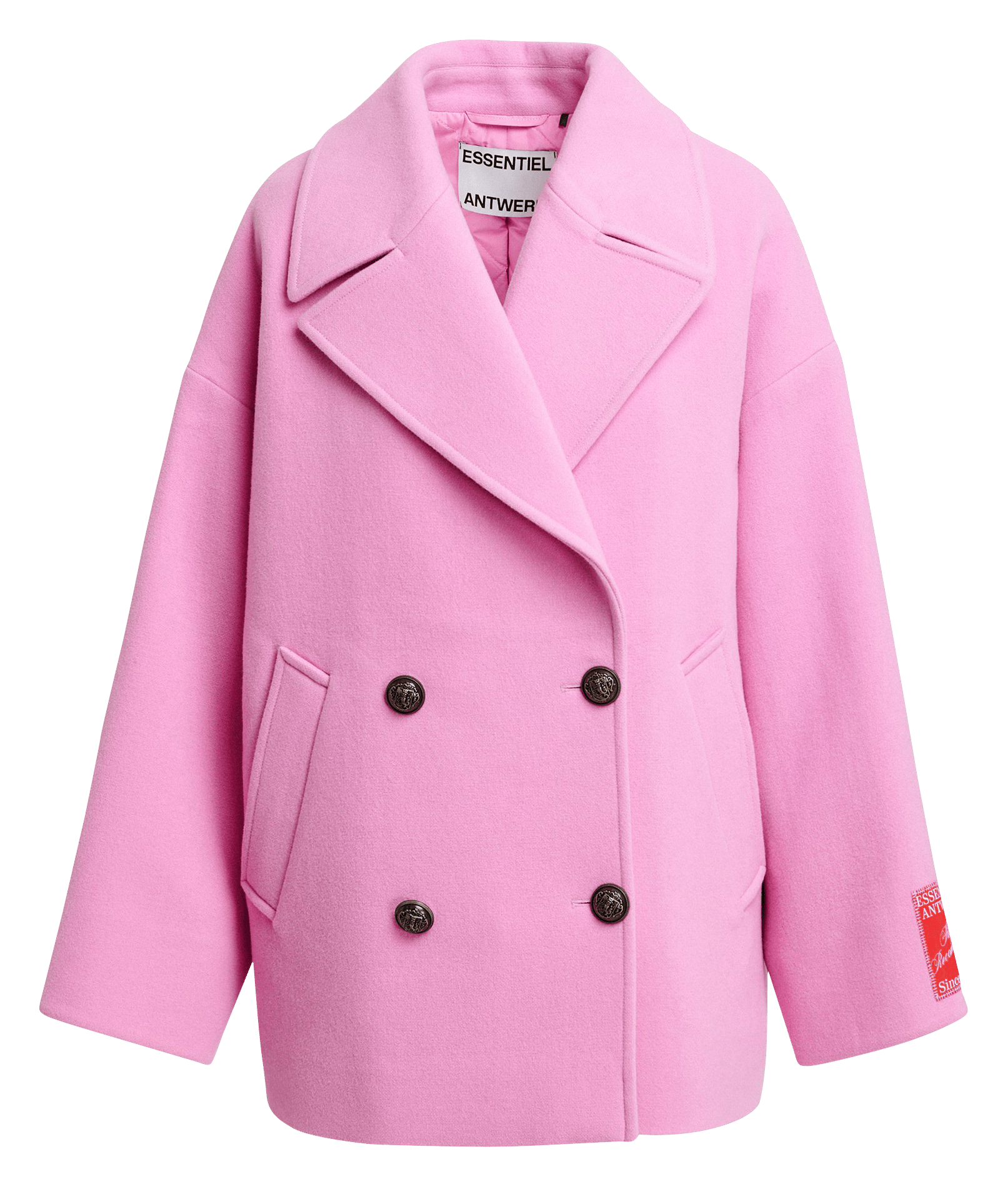 Wool tailored collar coat ESSENTIEL ANTWERP Pink