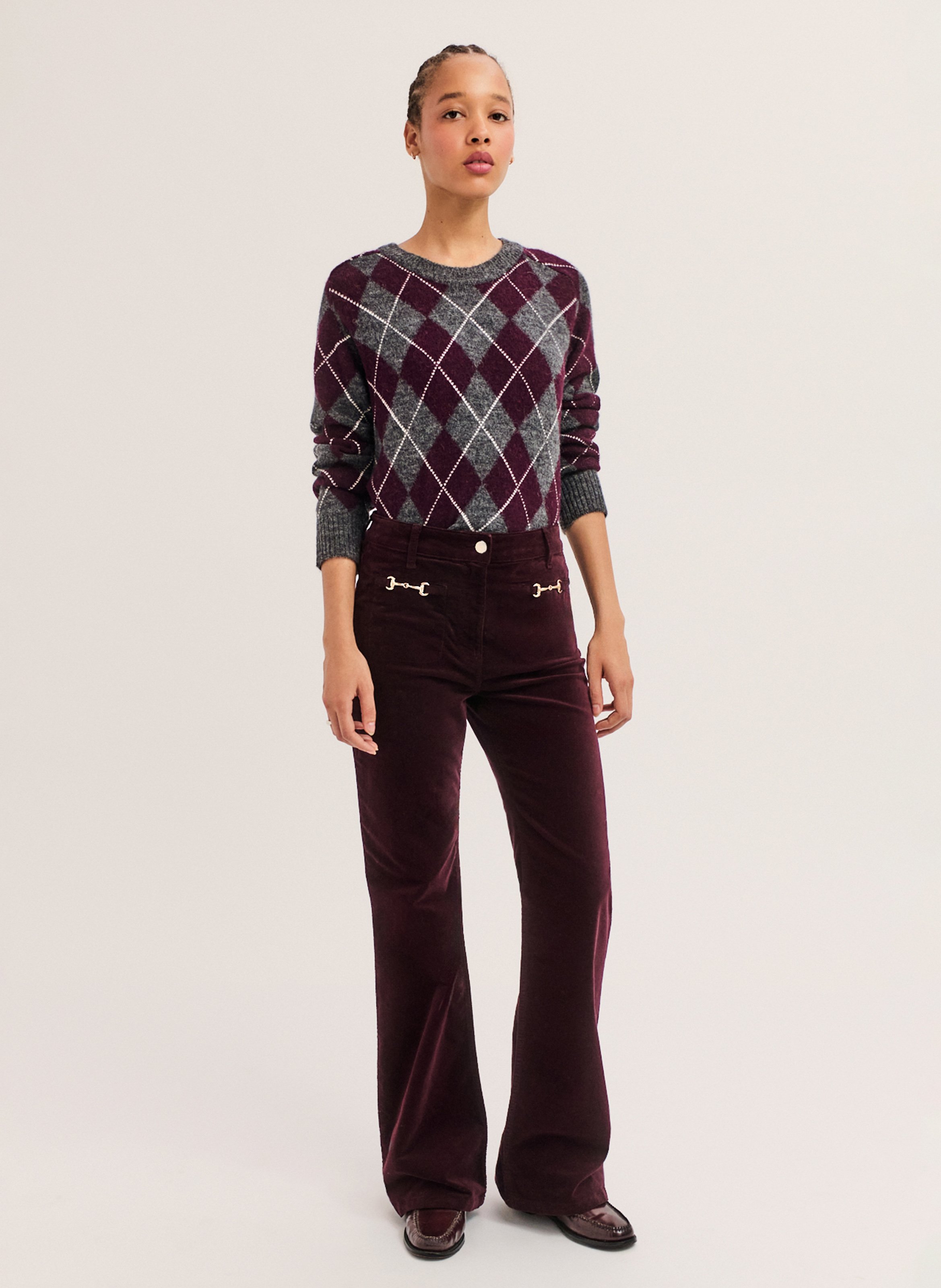 Pantalon bootcut en coton mélangé PABLO Rouge