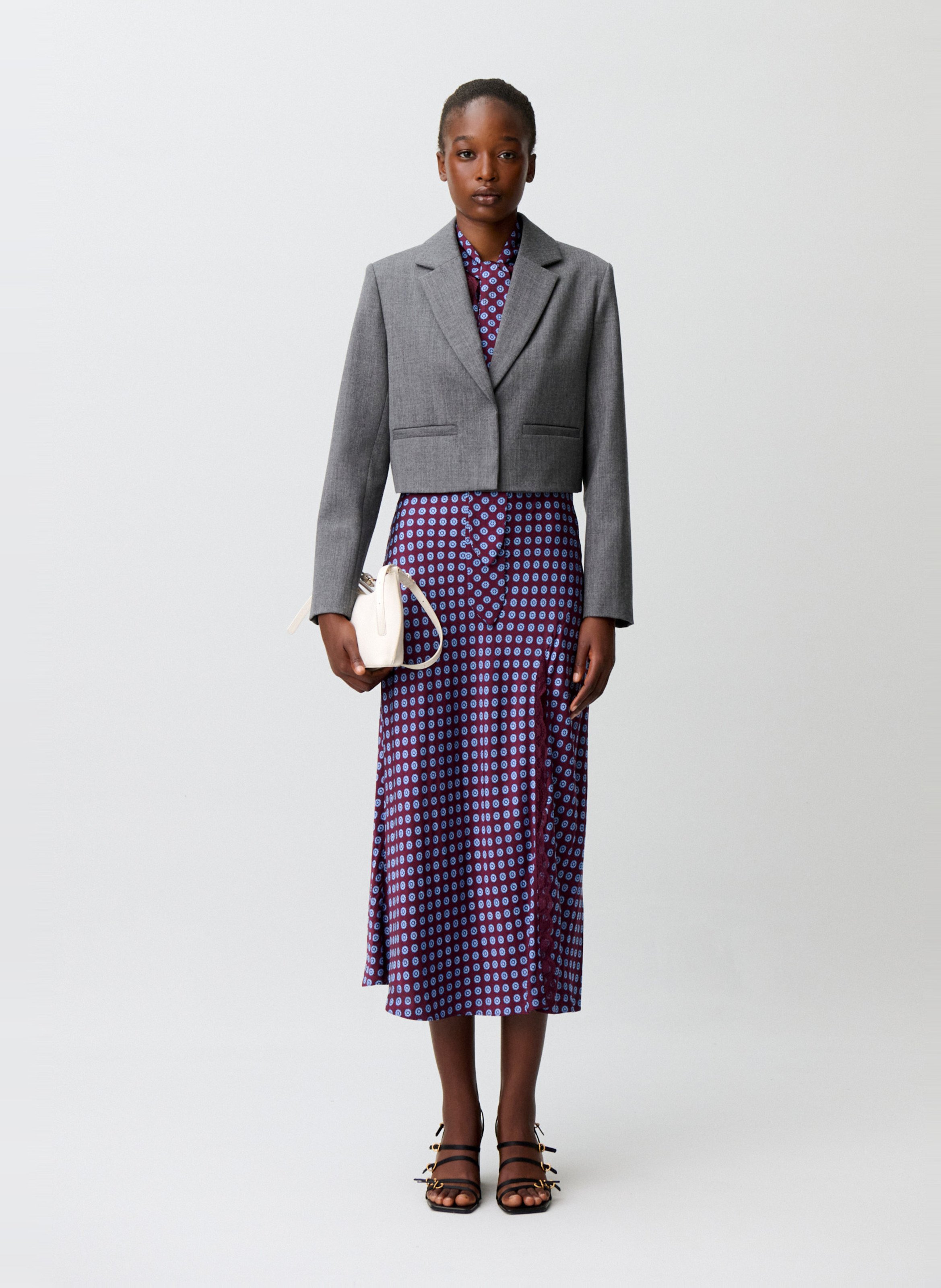 Veste tailleur droite en laine CLAUDIE PIERLOT Gris