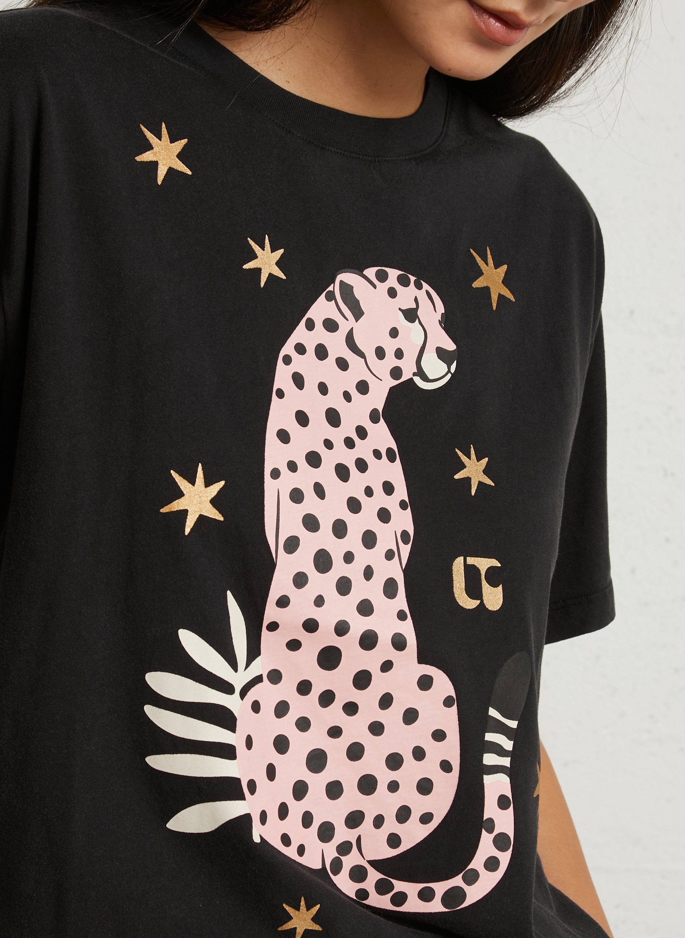 Tee-shirt imprimé en coton LE TEMPS DES CERISES Noir