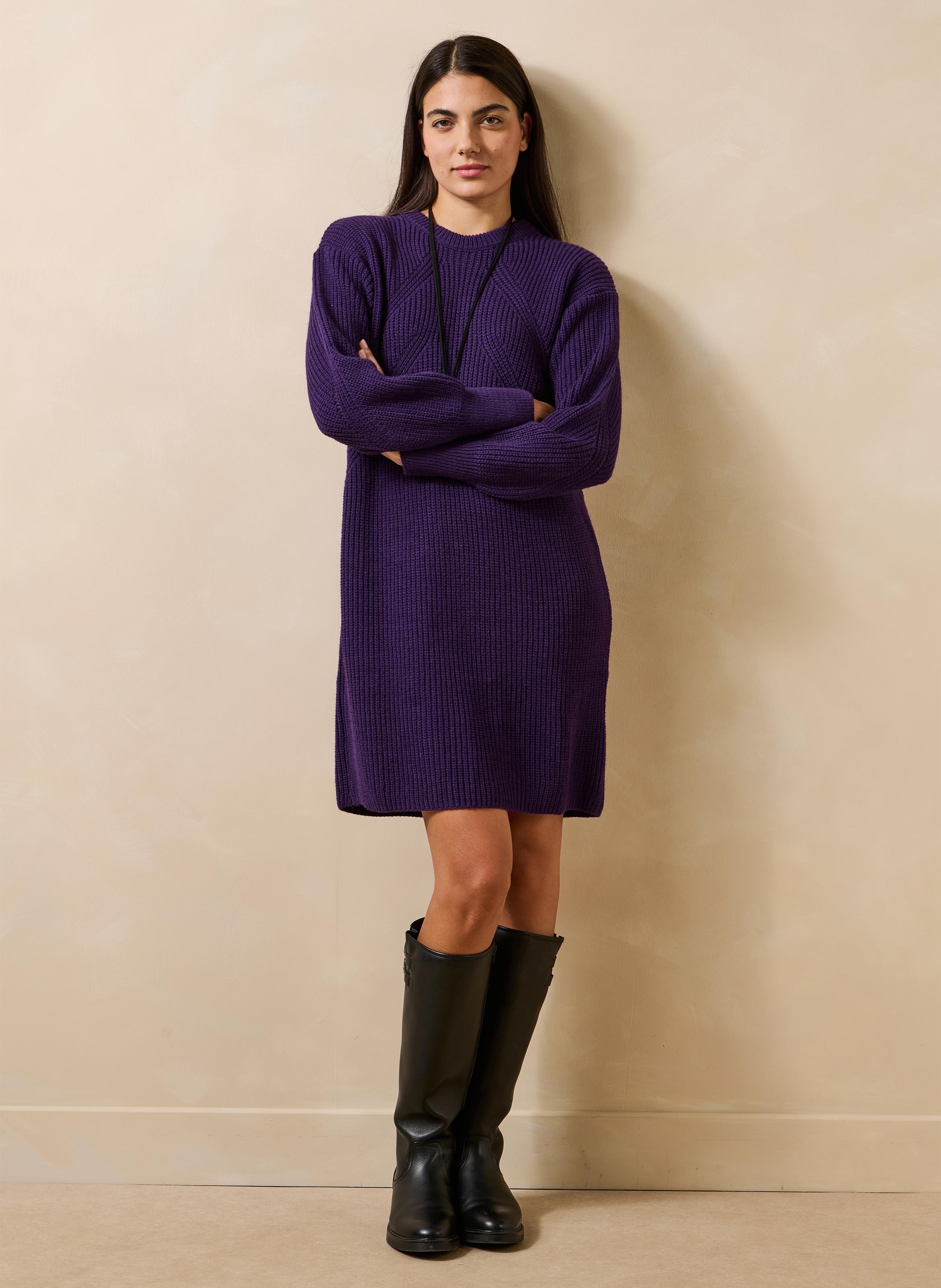 Round neck knitted dress LA FEE MARABOUTEE