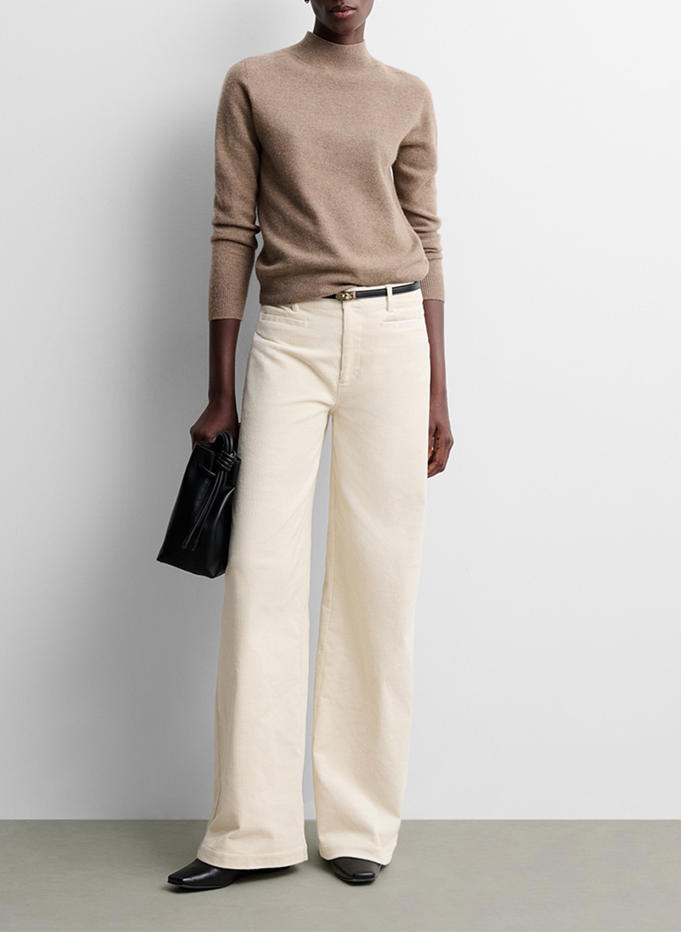 Wijde ribbroek SIMORRA Beige
