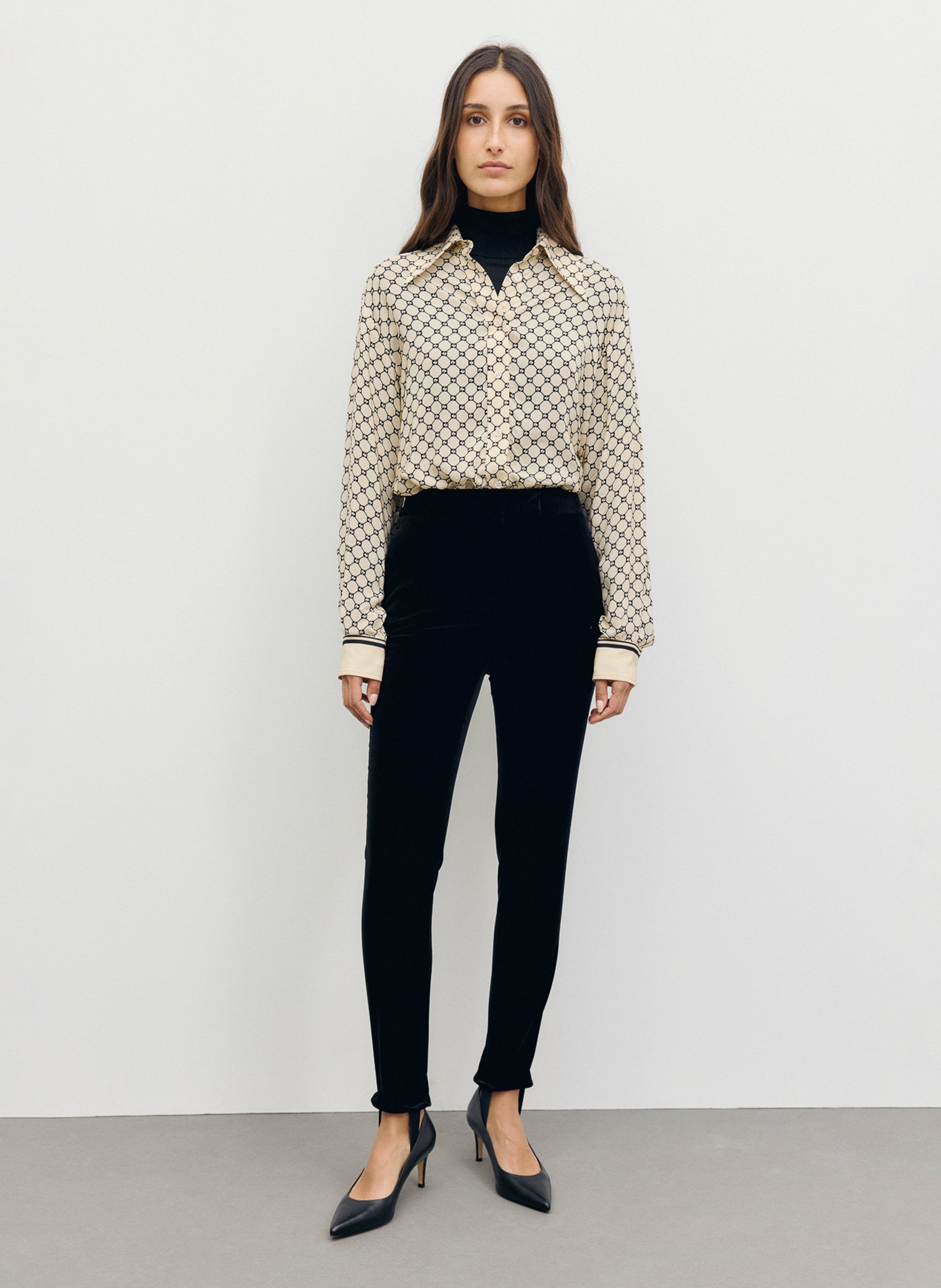 Pantalon skinny velours en coton mélangé GERARD DAREL Noir