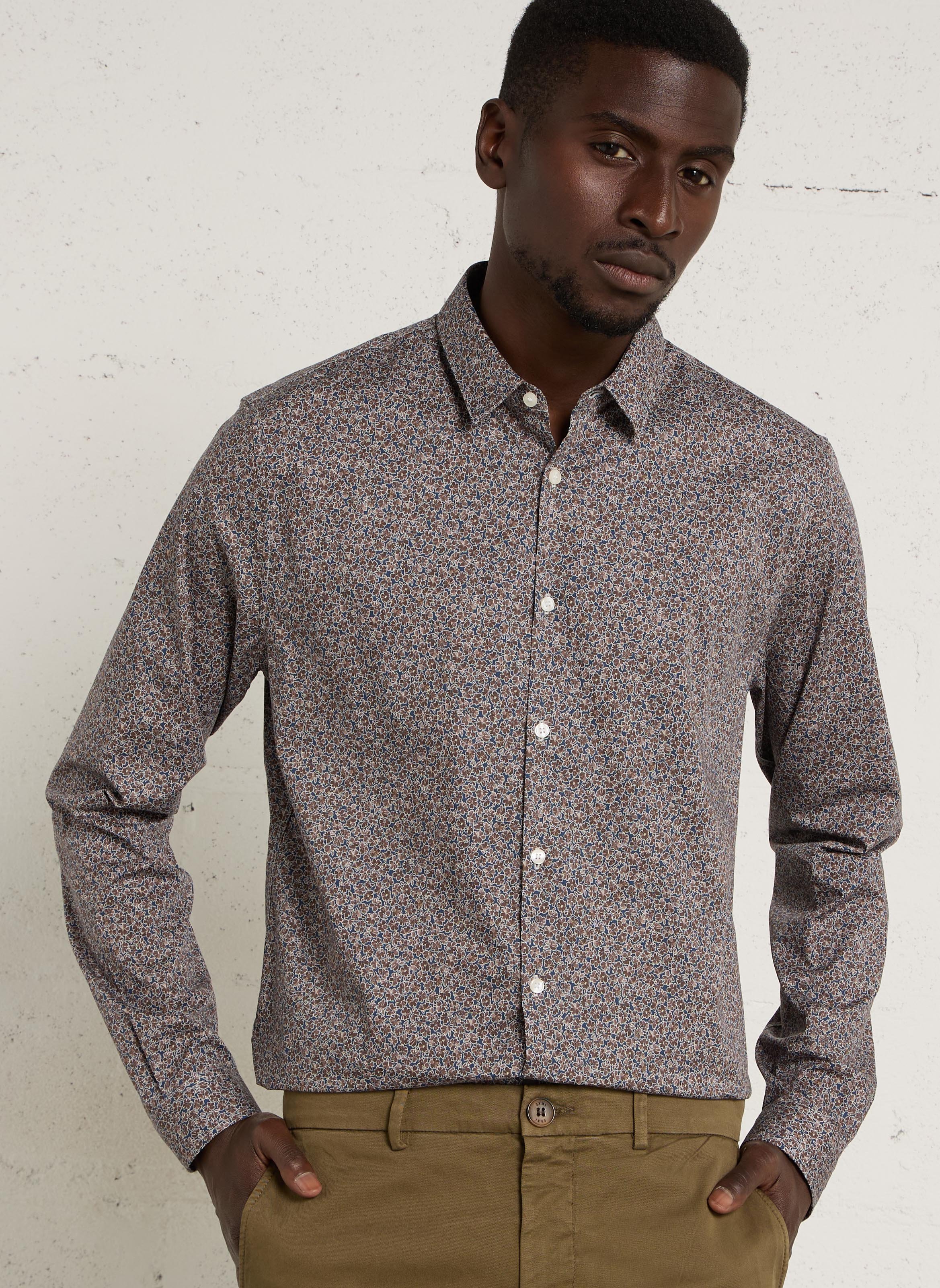 Hemd aus Baumwoll-Mix mit Print, Slim Fit IKKS Blau