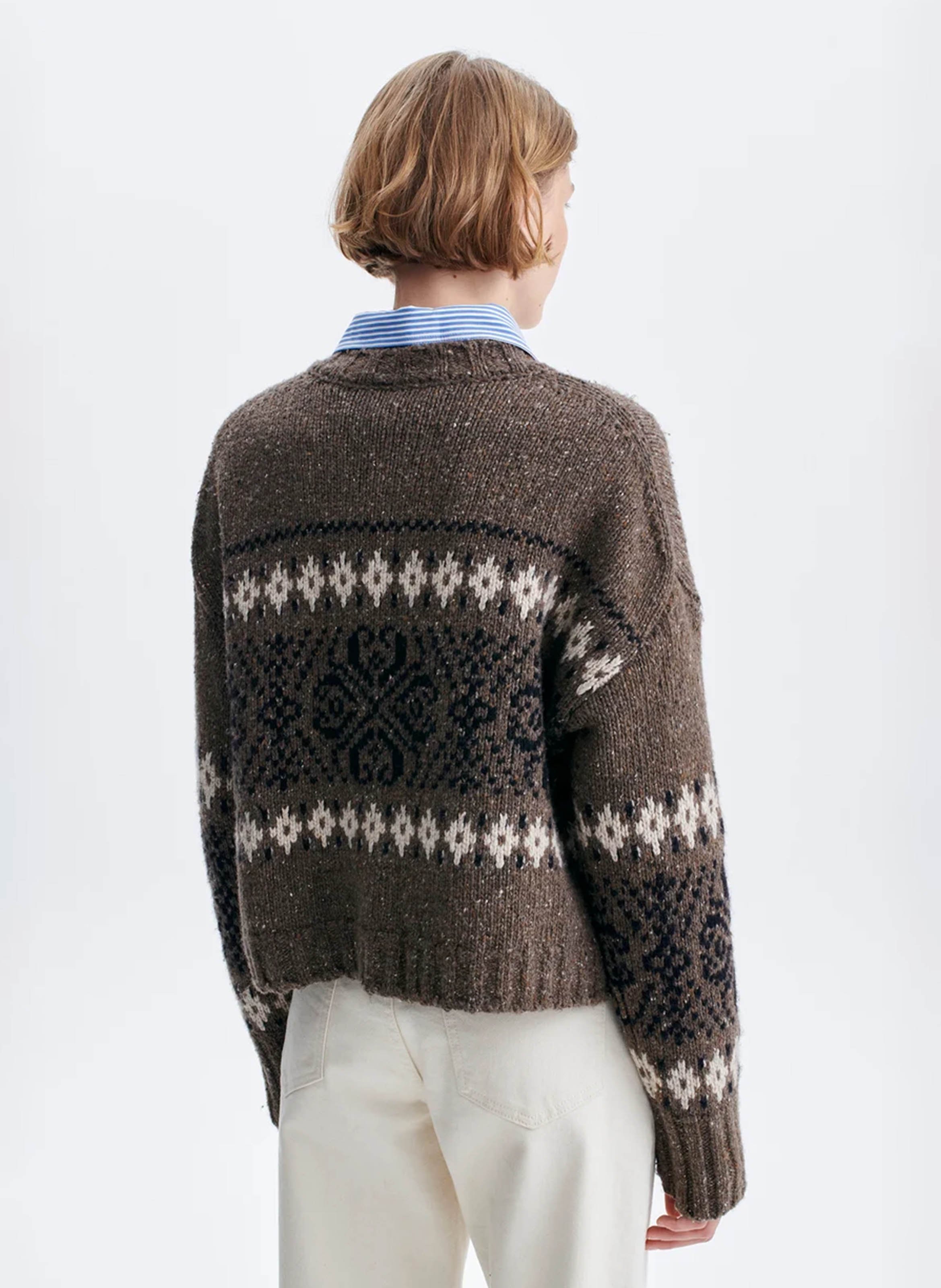 Round-neck wool and cashmere cardigan VANESSA BRUNO Beige