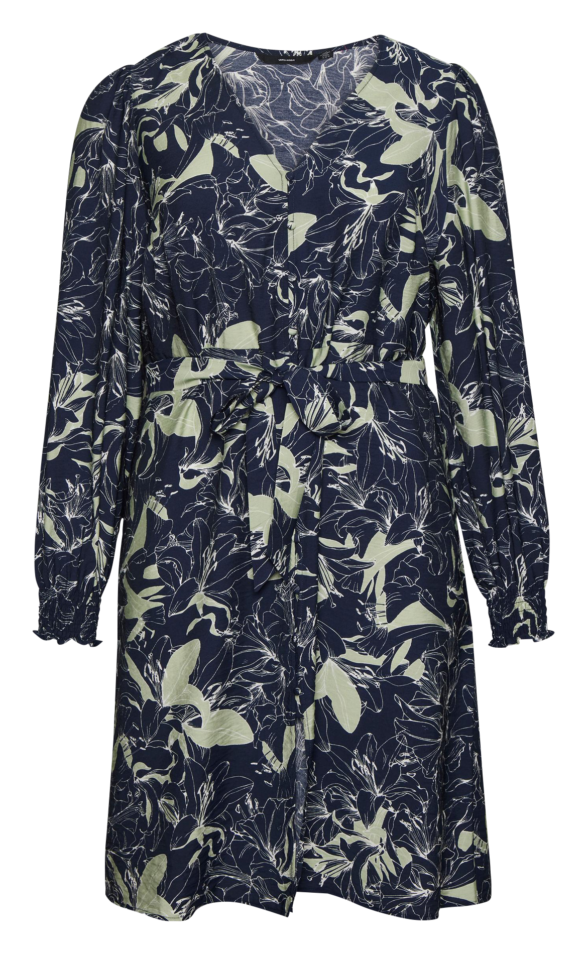Robe midi col V à imprimé VERO MODA CURVE Bleu