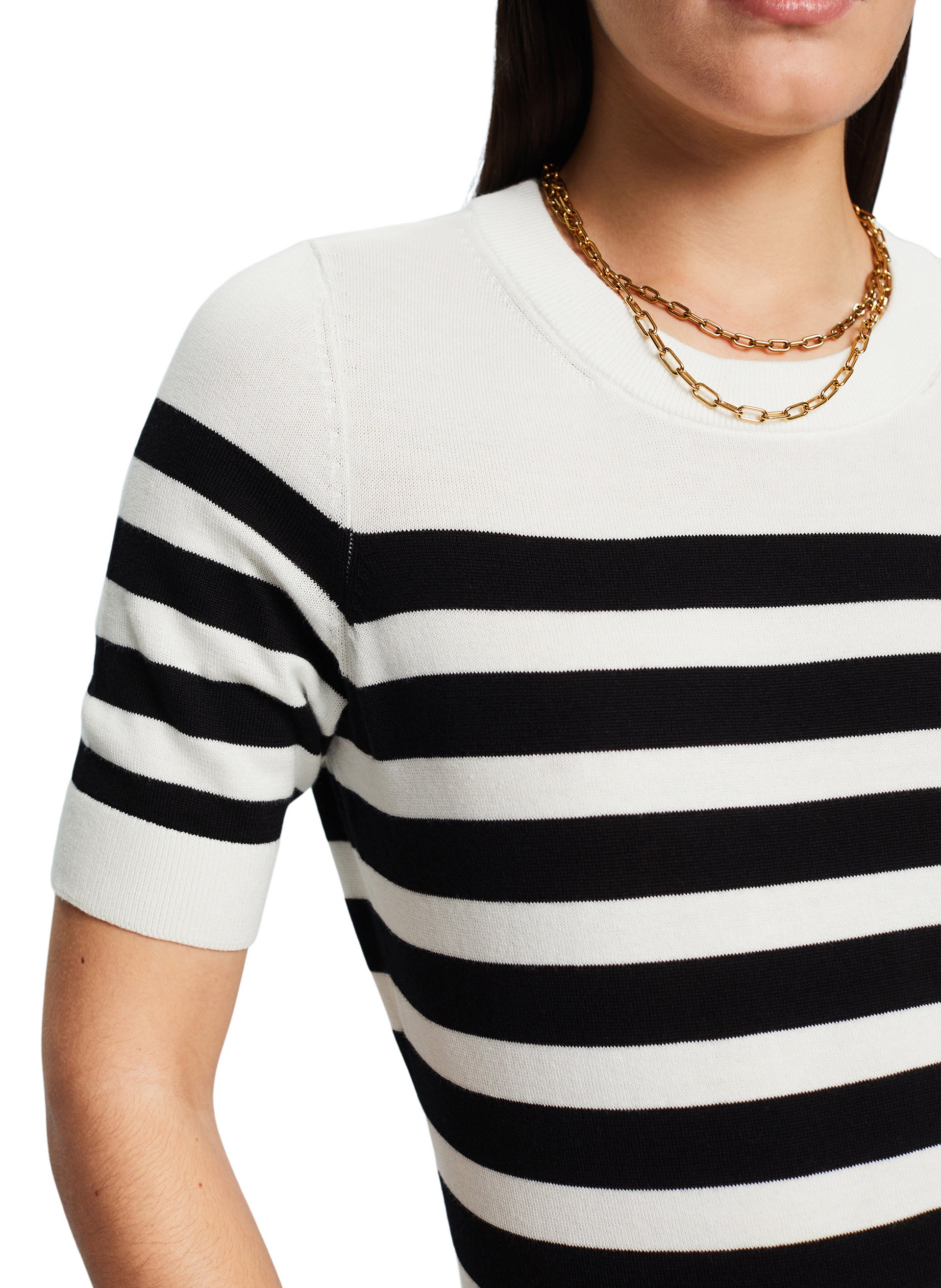 Round-neck cotton sweater White