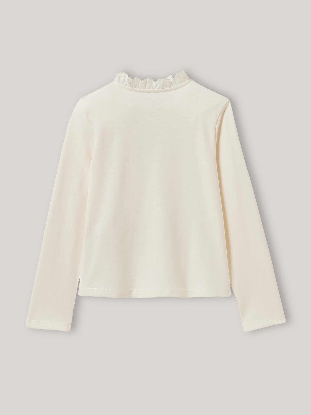 High-neck embroidered organic cotton T-shirt CYRILLUS White