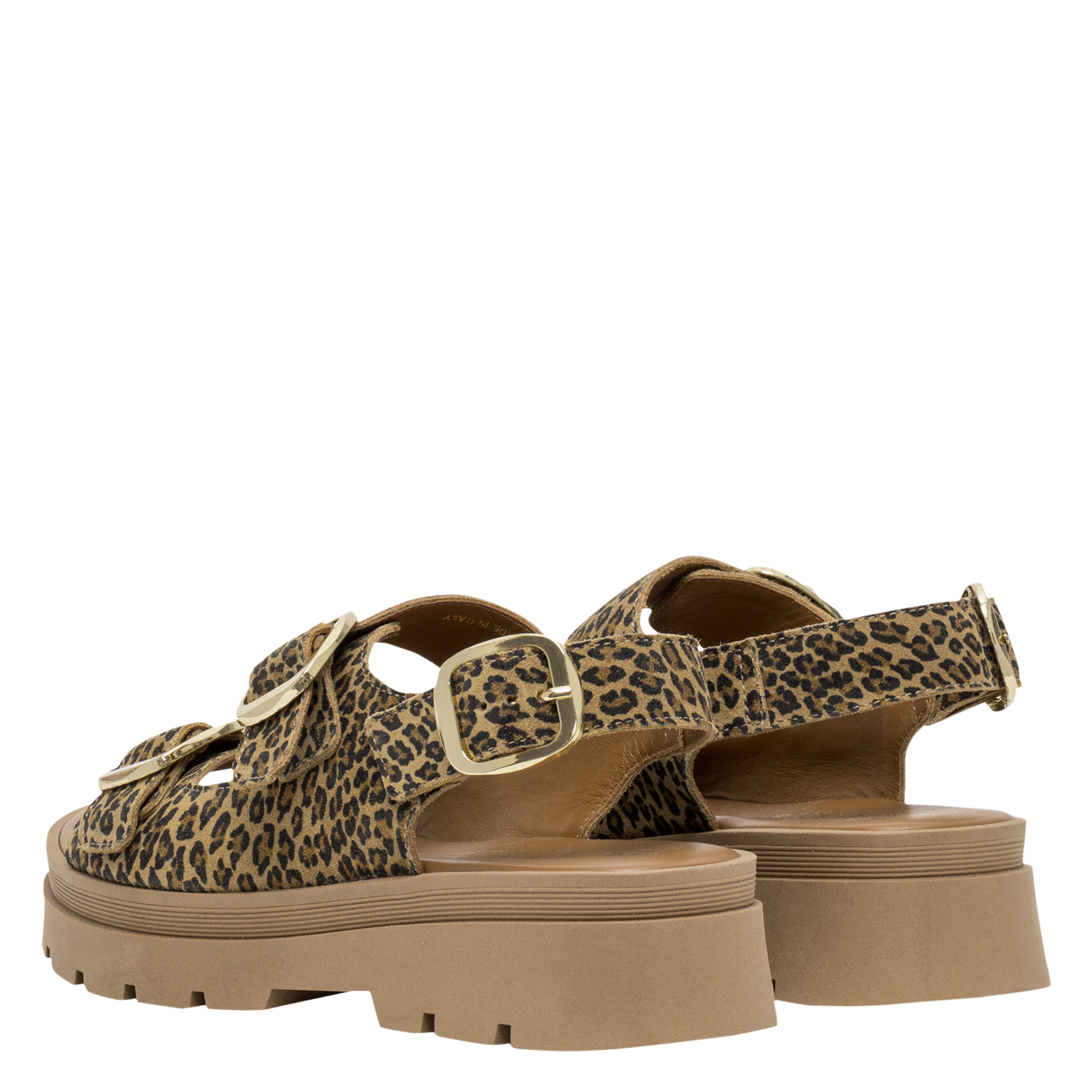 Flache Ledersandalen mit Leopardenmuster BOCAGE Mehrfarbig