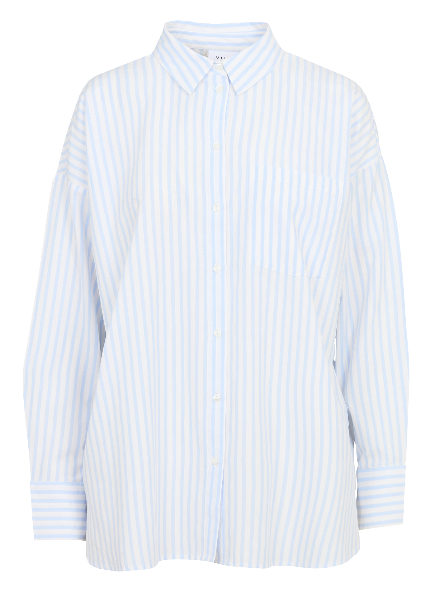 Striped cotton shirt with classic collar VILA Blue