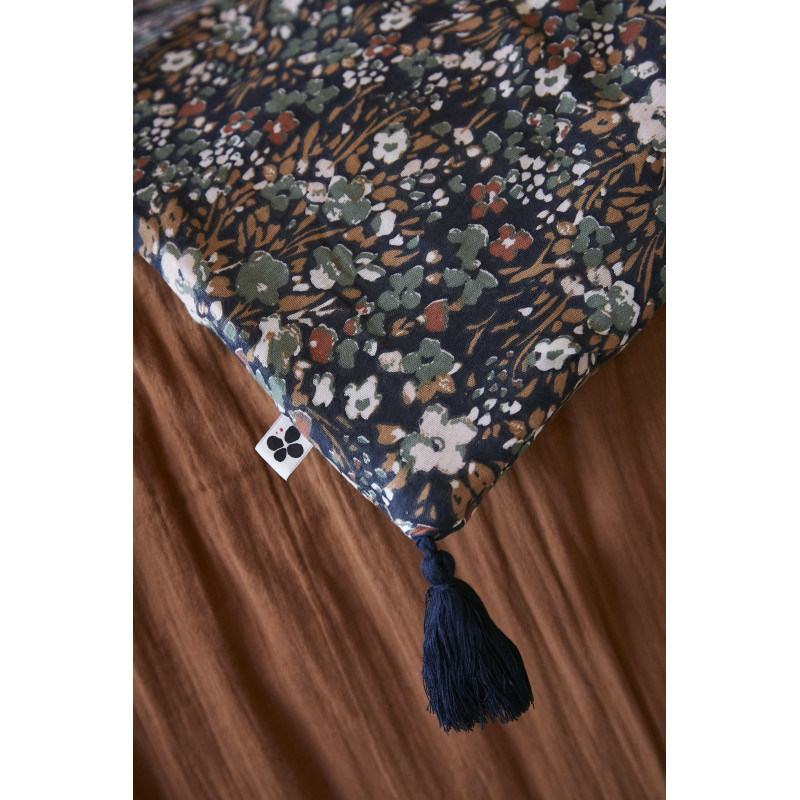 Cotton gauze bedspread or end-of-bed throw L'EFFET PAPILLON Blue