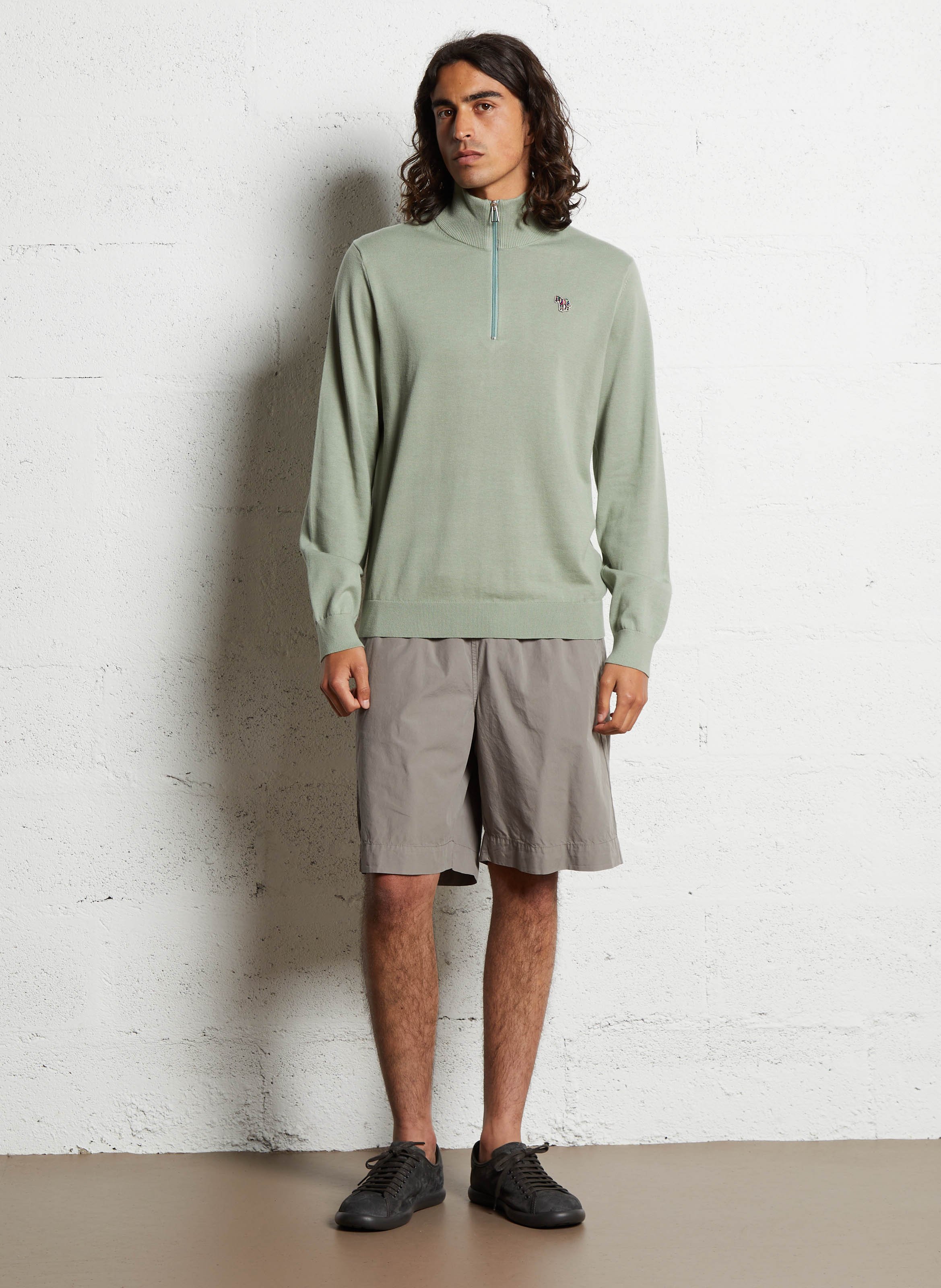Embroidered high-neck zip-up sweater PAUL SMITH Green