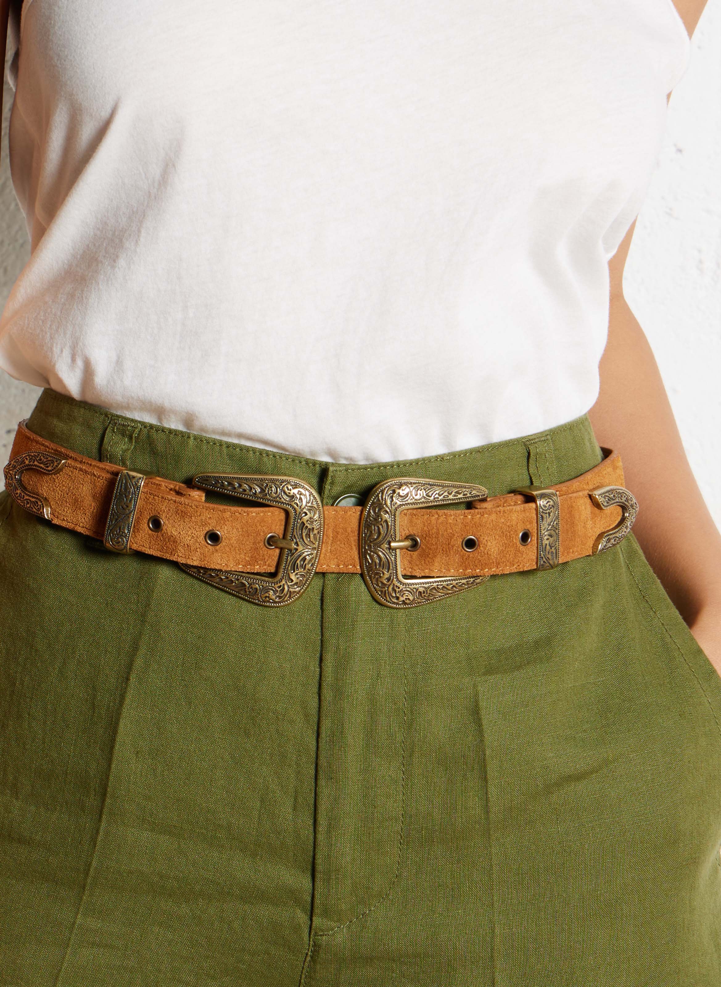 Ceinture en cuir velours LA PETITE ETOILE Marron