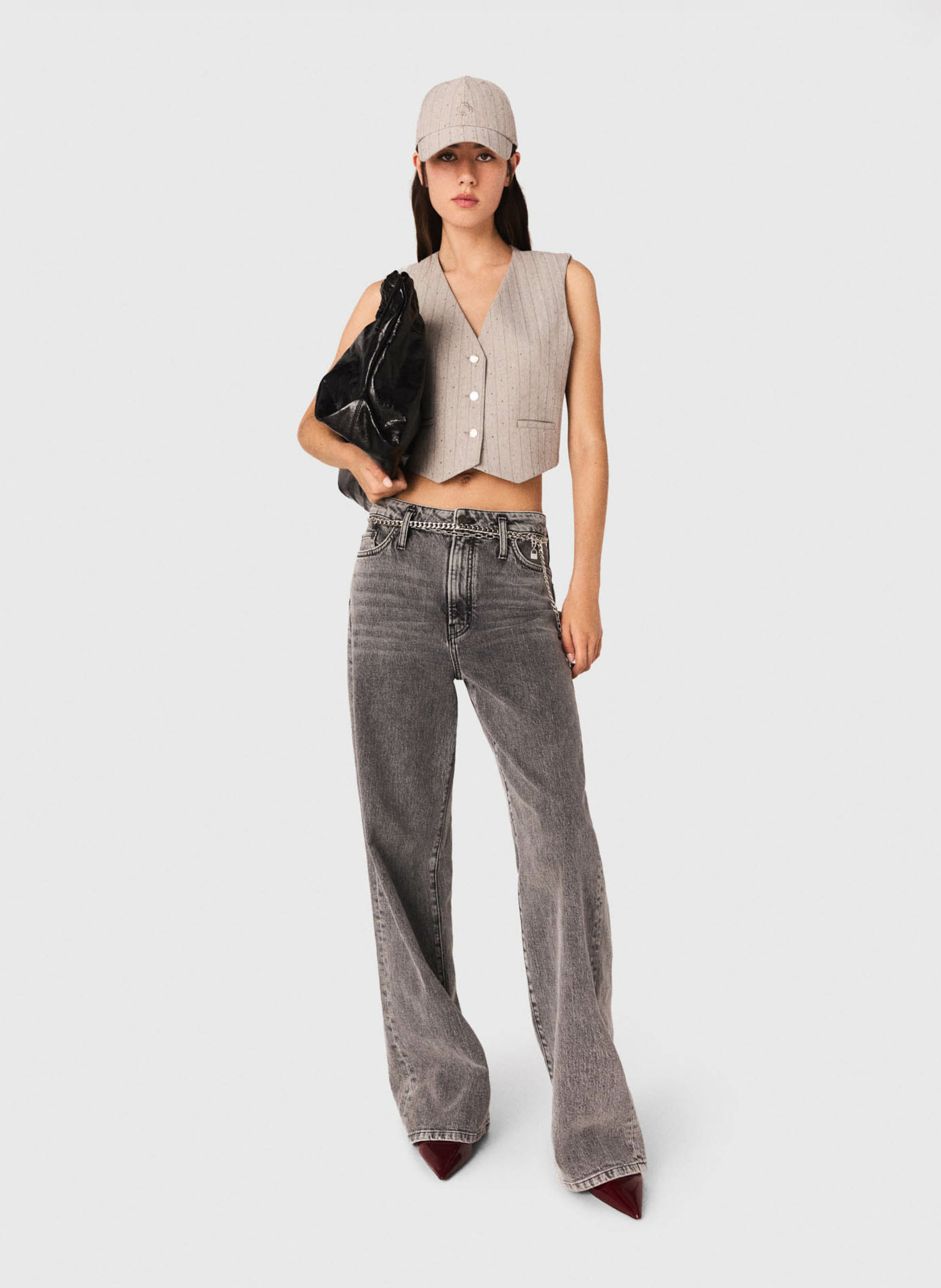 Aansluitend gestreept vest MAJE Grijs