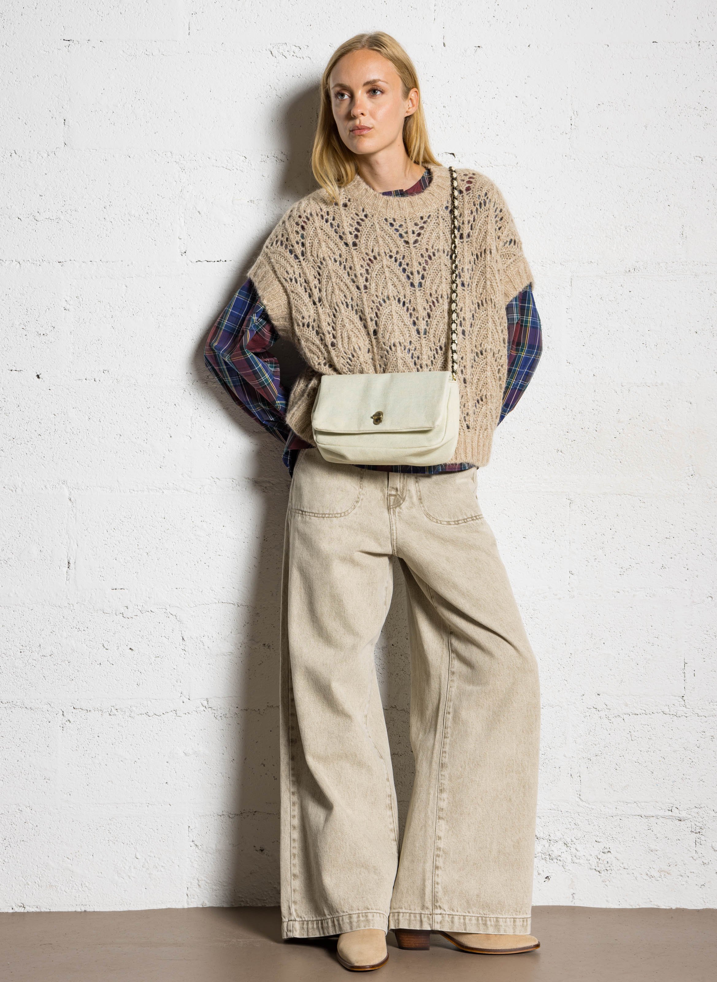 Sac bandoulière à rabat uni BECKSONDERGAARD Blanc