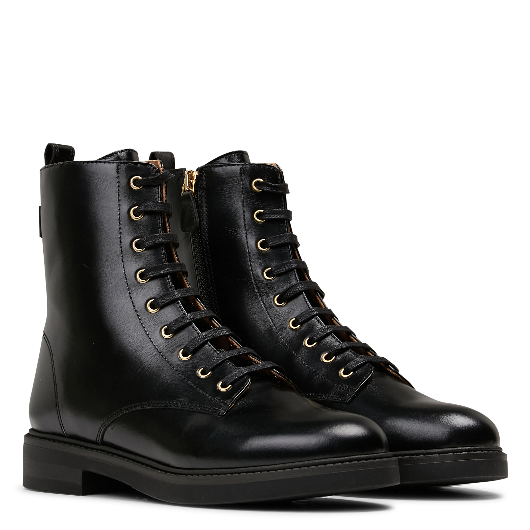 Effen leren enkellaarzen met textuur MAISON TOUFET Zwart