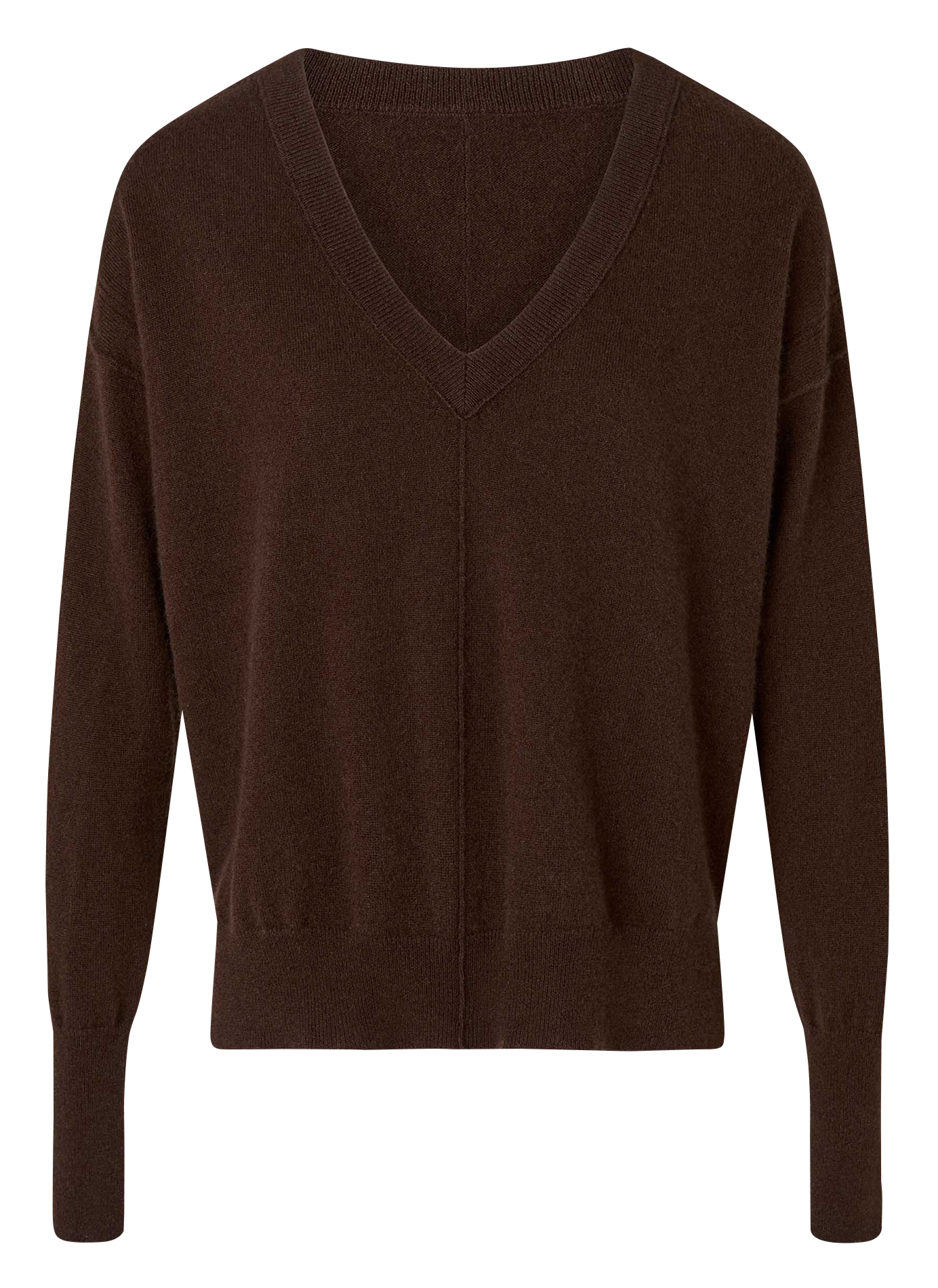 Pull droit col V ZAPA Marron