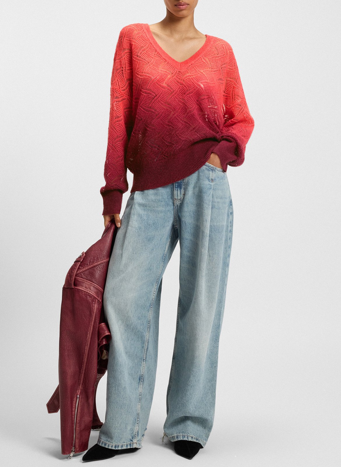 Pull ample col V dégradé BOSS Multicolore