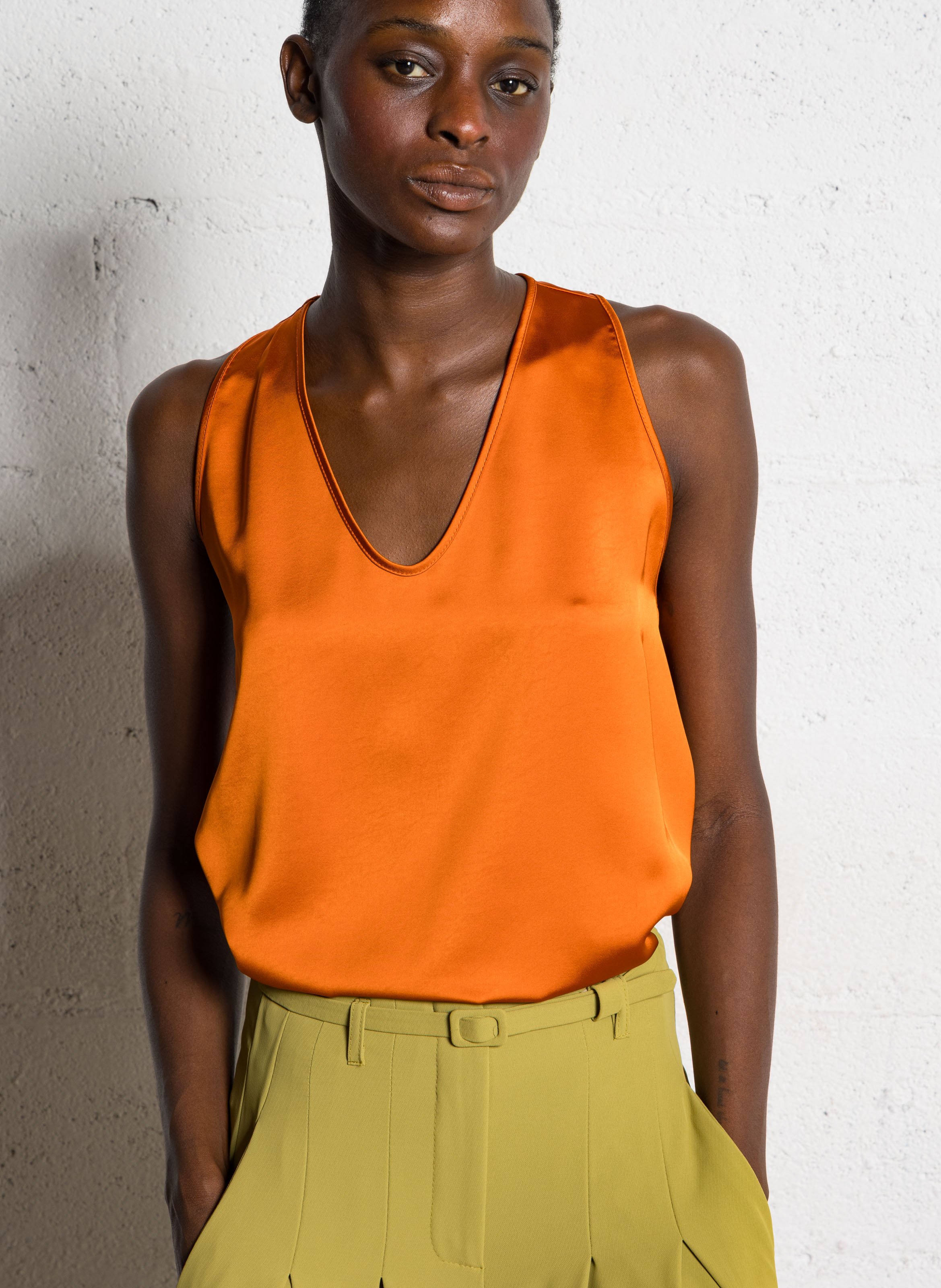 Top col rond aspect satiné IMPERIAL Orange