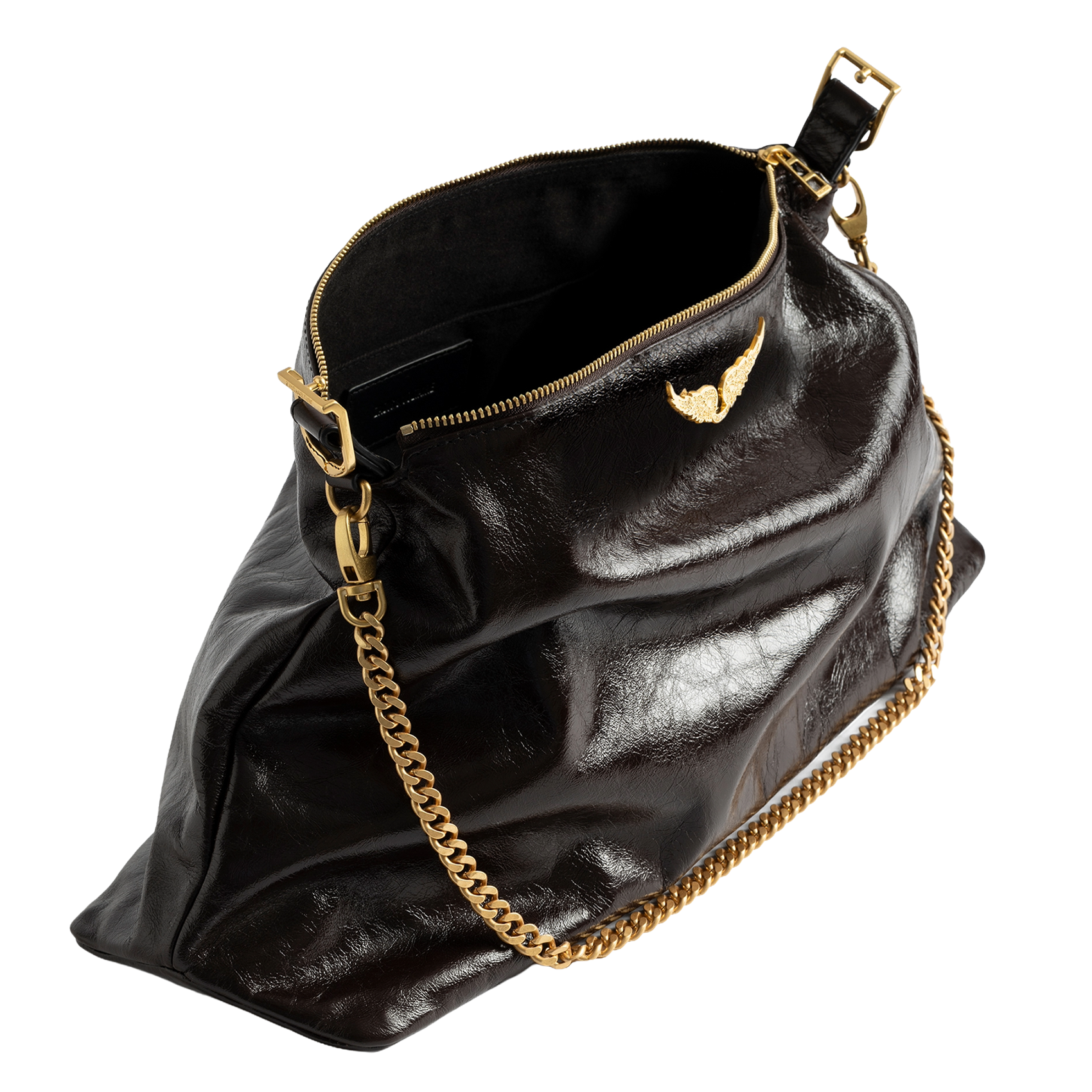 Schoudertas van verouderd leer ZADIG&VOLTAIRE Bruin