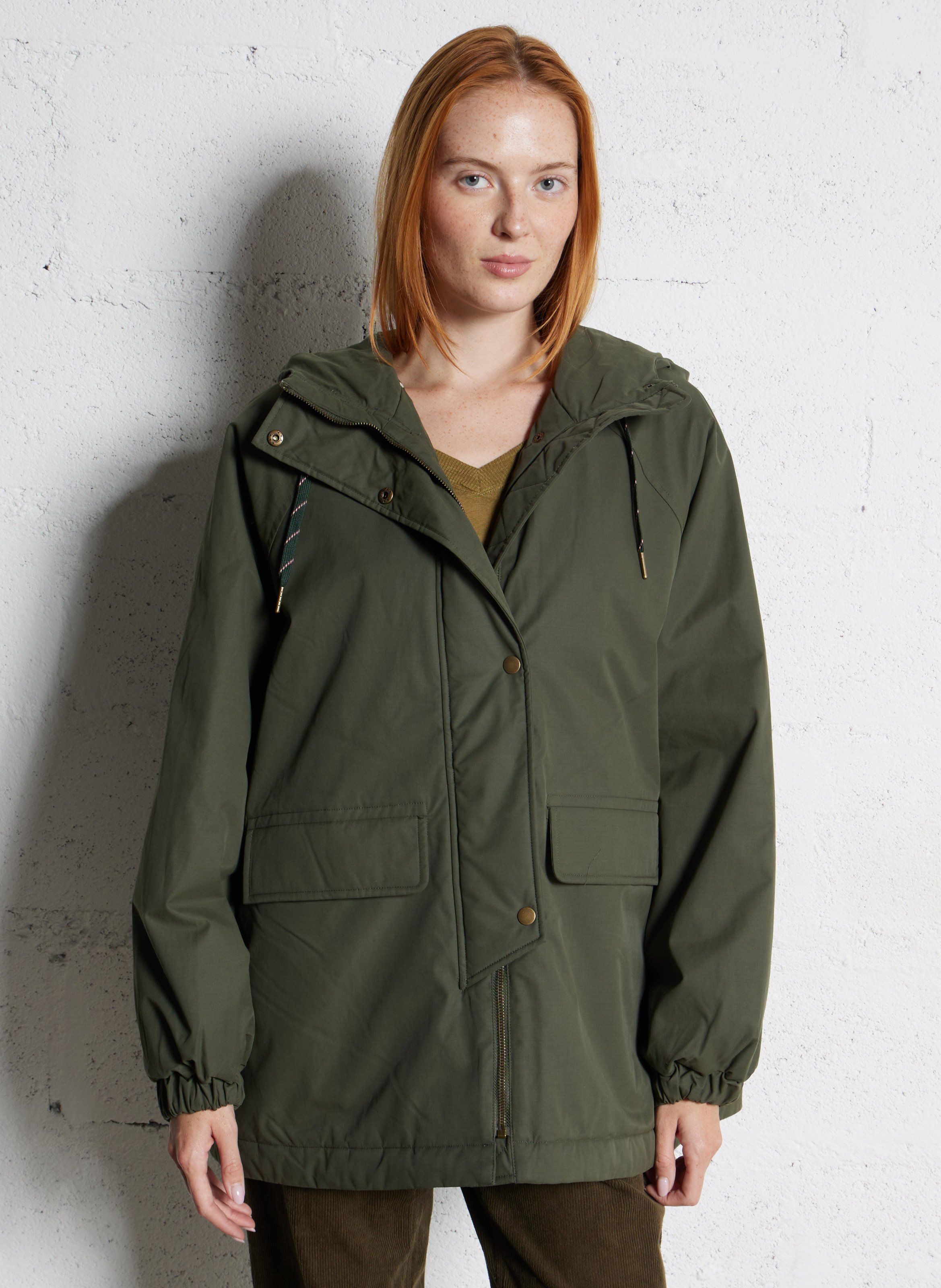 Parka à capuche droite col montant unie BENSIMON Kaki