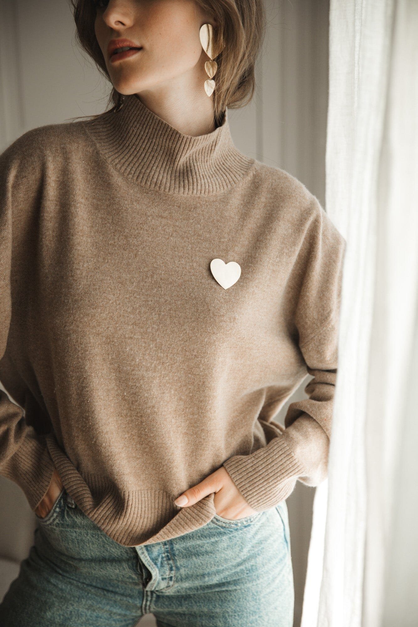 Gold-plated heart brooch MONSIEUR SIMONE Silver