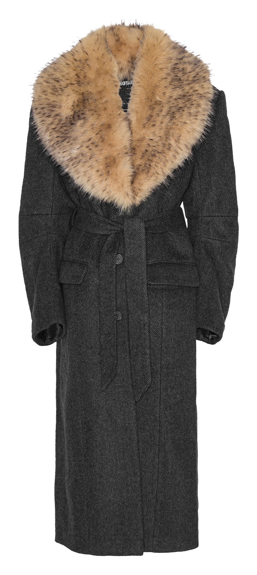 Straight coat with notched lapel in blended recycled wool ROTATE Multicolored