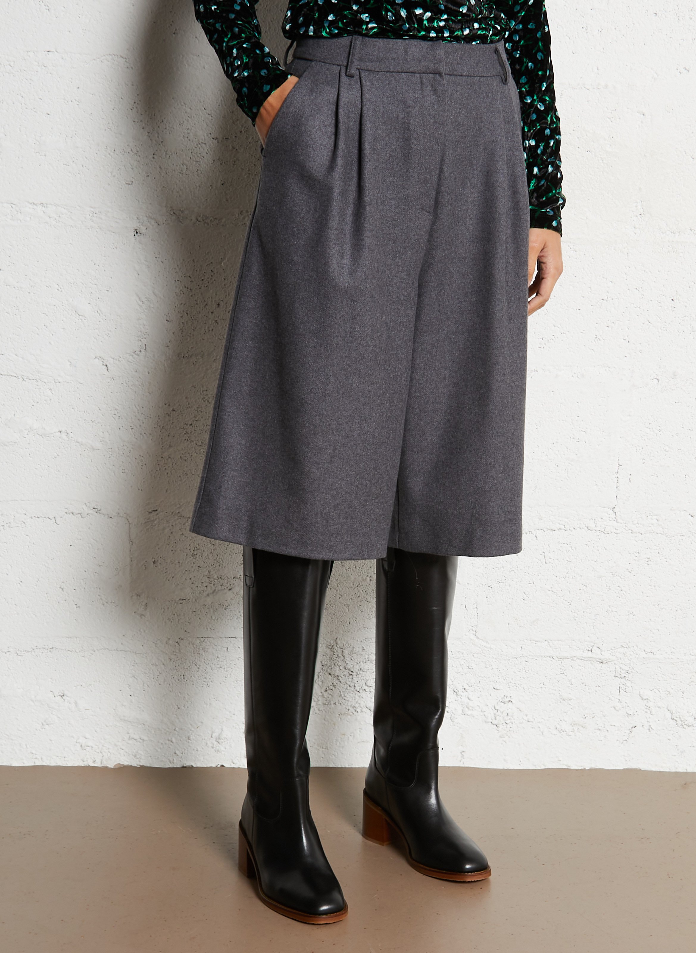 High-waisted straight Bermuda shorts THE NEW SOCIETY Grey