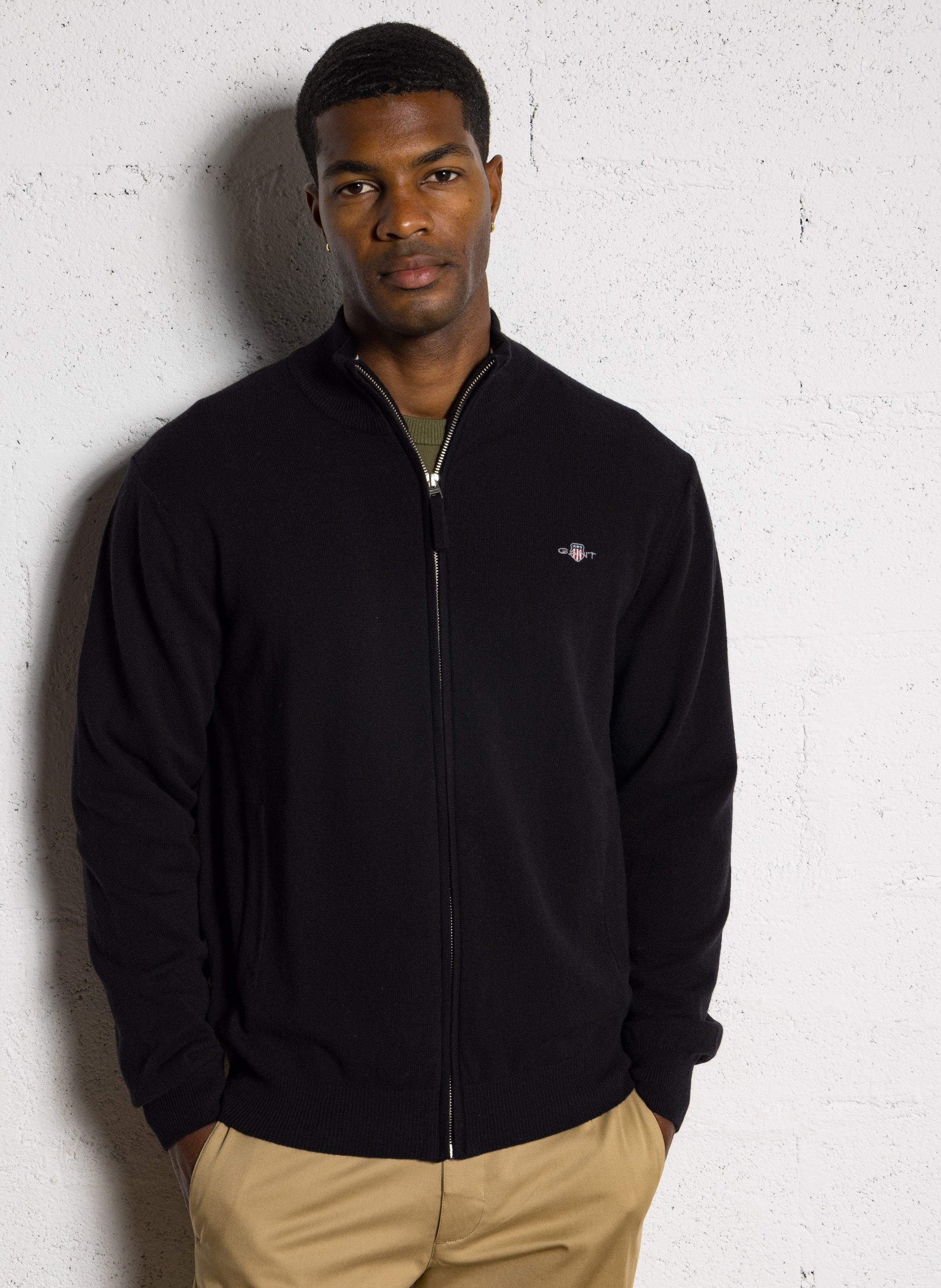 High-neck zipped sweater GANT Black