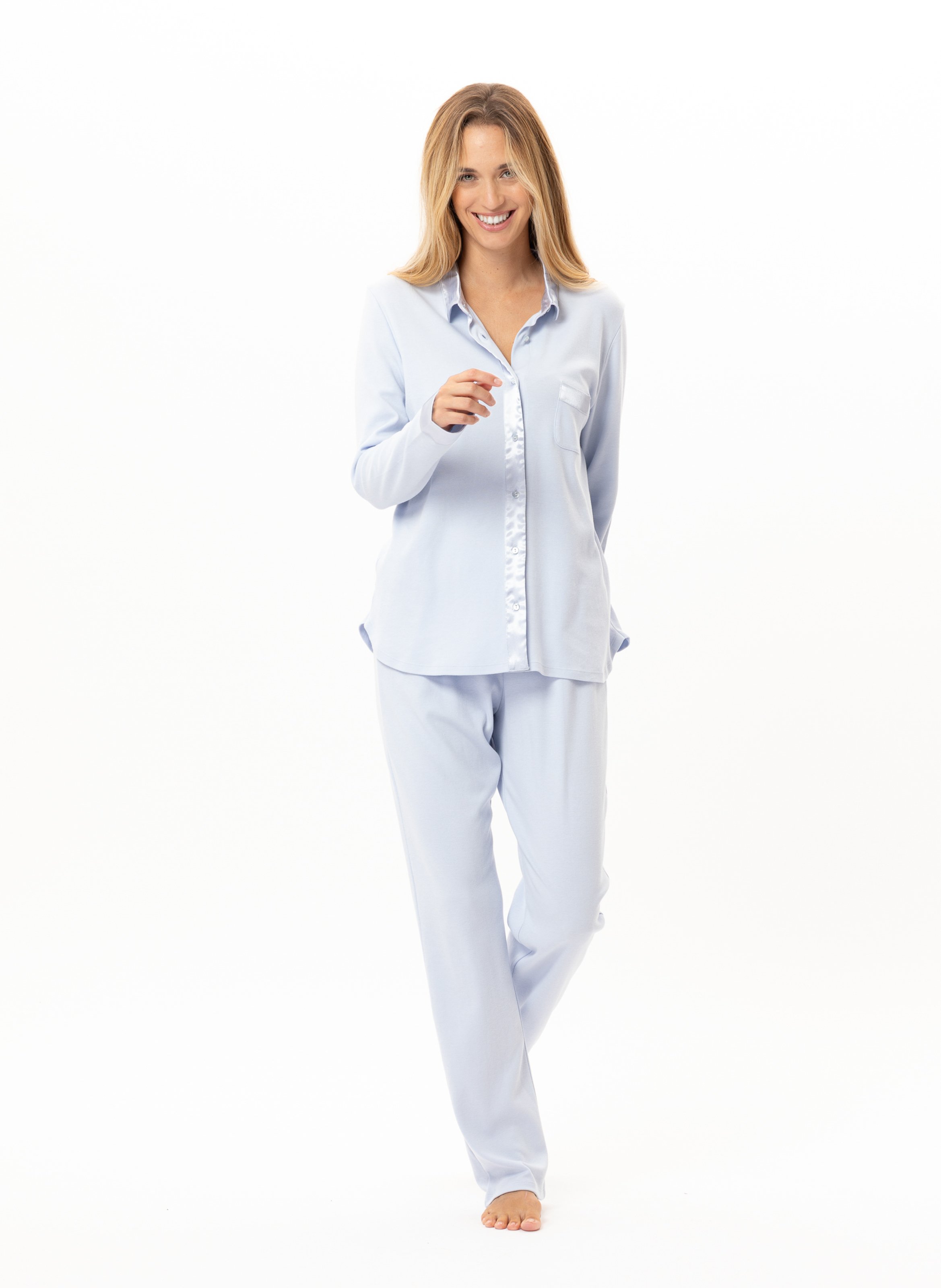 Buttoned cotton pajamas LE CHAT Blue