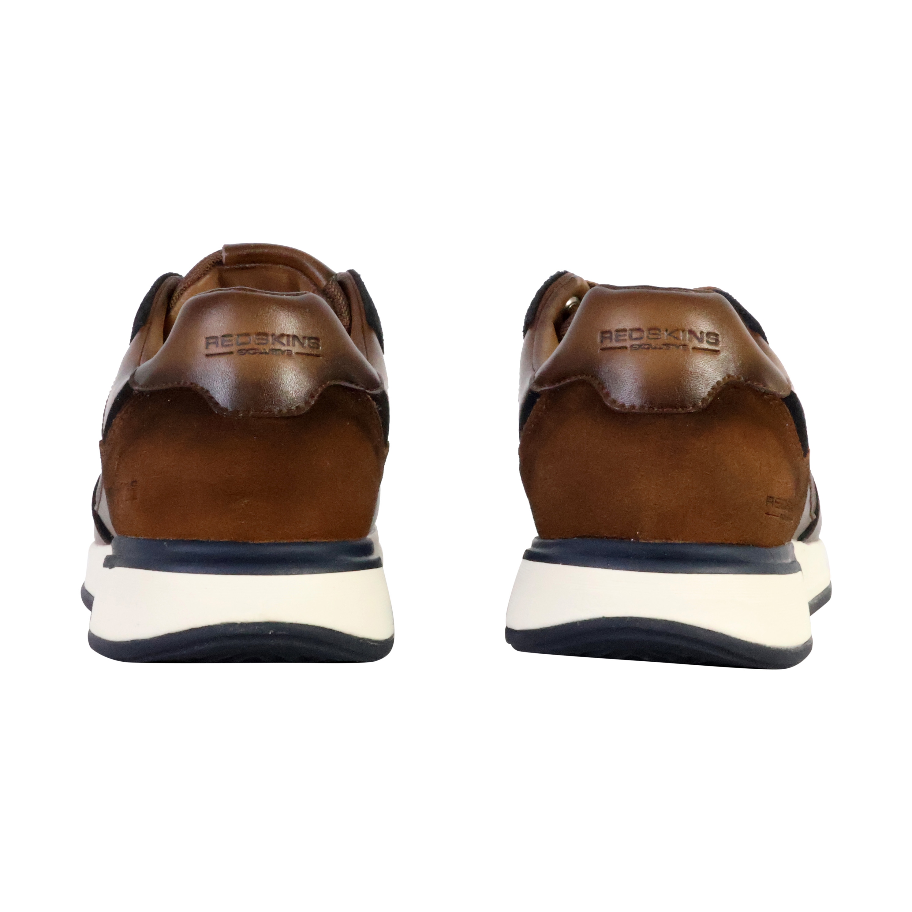 Low leather sneaker with straw detail REDSKINS Brown