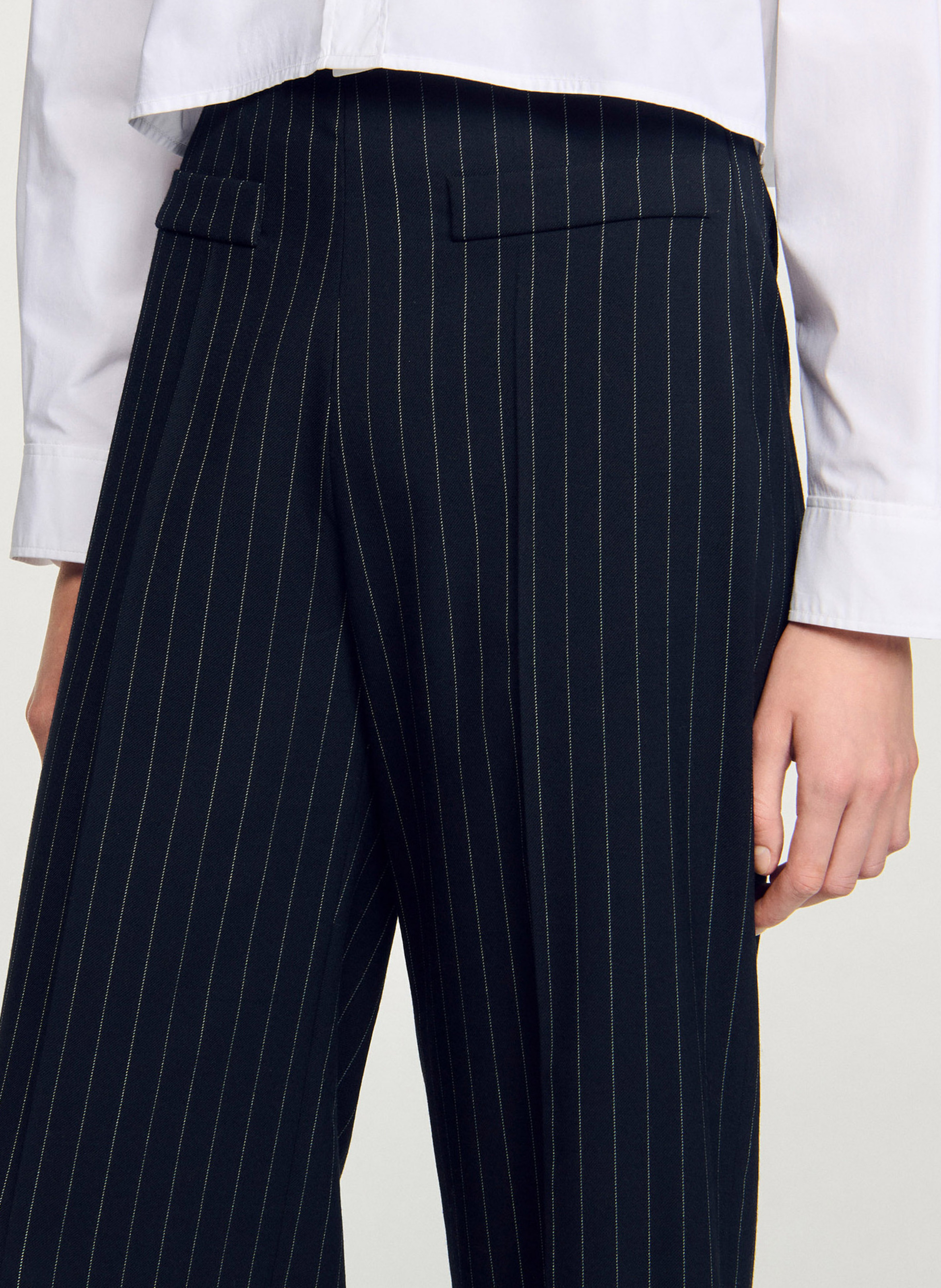 Pantalon droit rayé SANDRO Noir