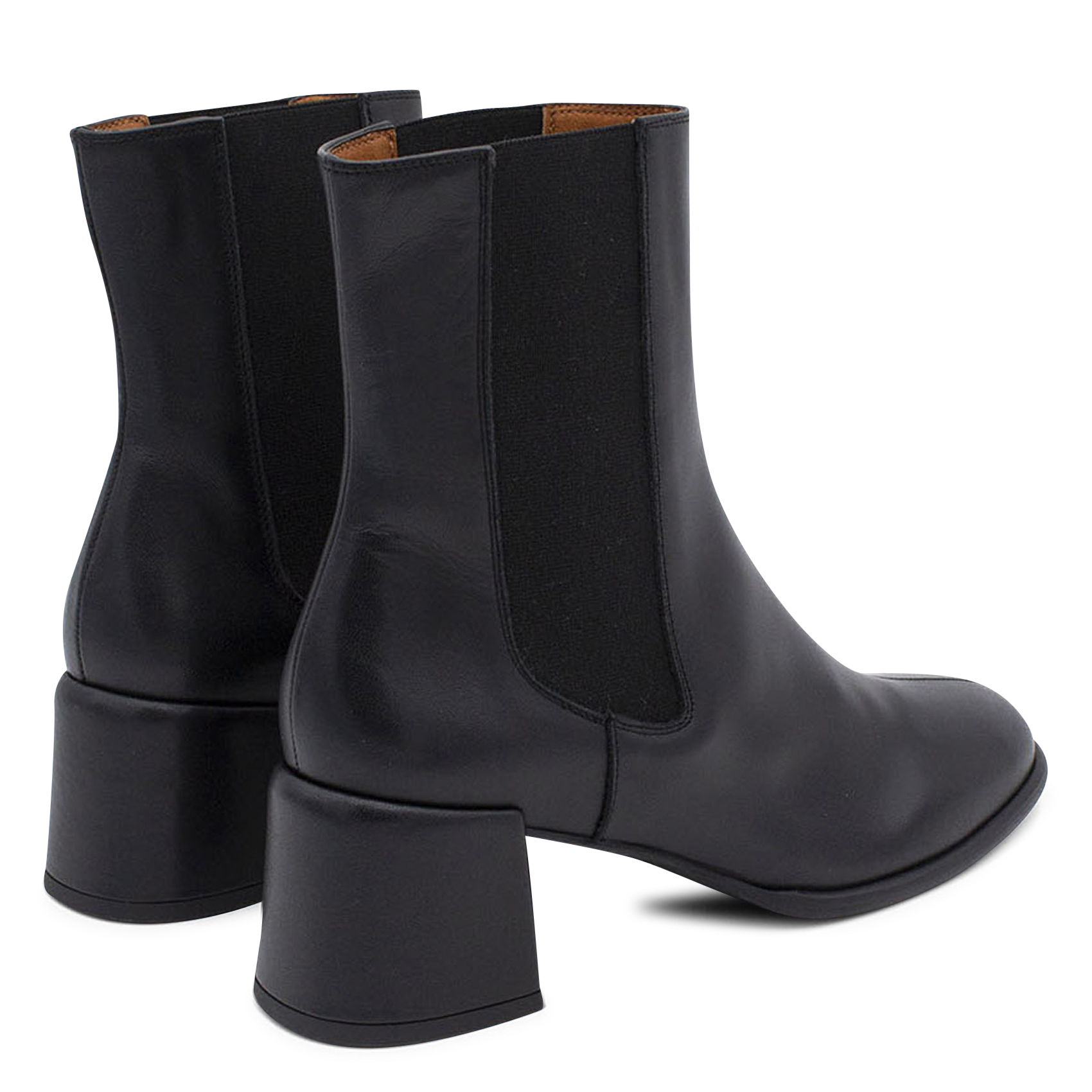 Bottines Chelsea à talons en cuir Noir