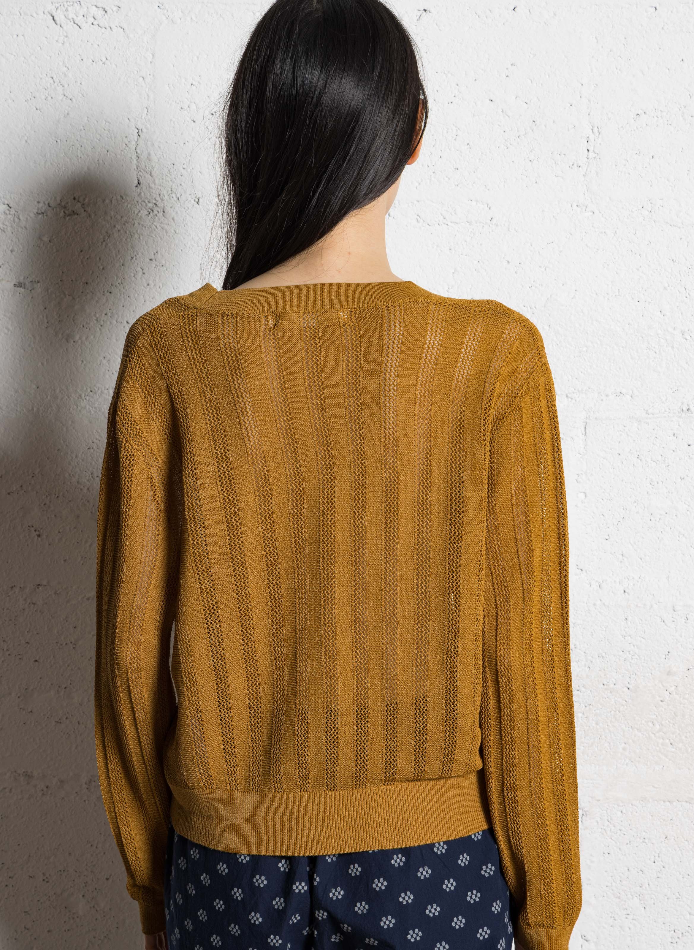 Recht, gebreid vest met ajourmotiefje NICE THINGS Beige