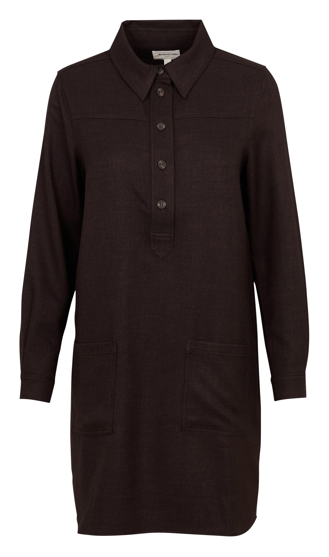 Solid straight dress with buttoned polo collar MAISON 123 Brown