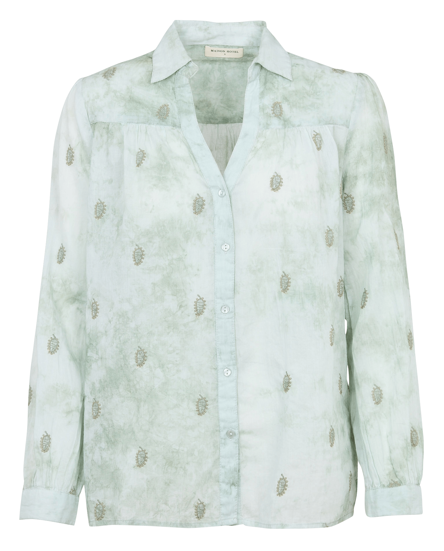 Fließende Bluse mit bestickten Mustern MAISON HOTEL Grun