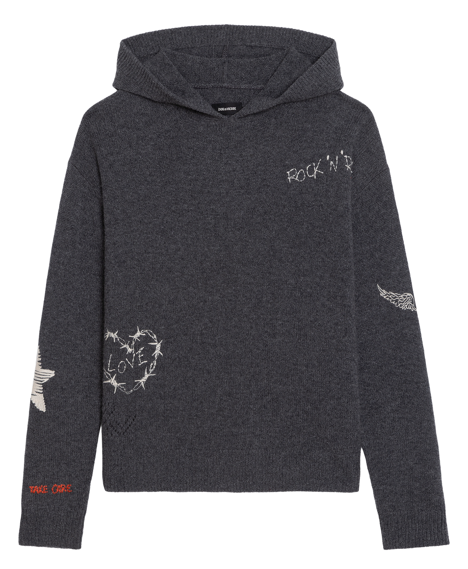 Kapuzenpullover aus Kaschmirstrick ZADIG&VOLTAIRE Grau