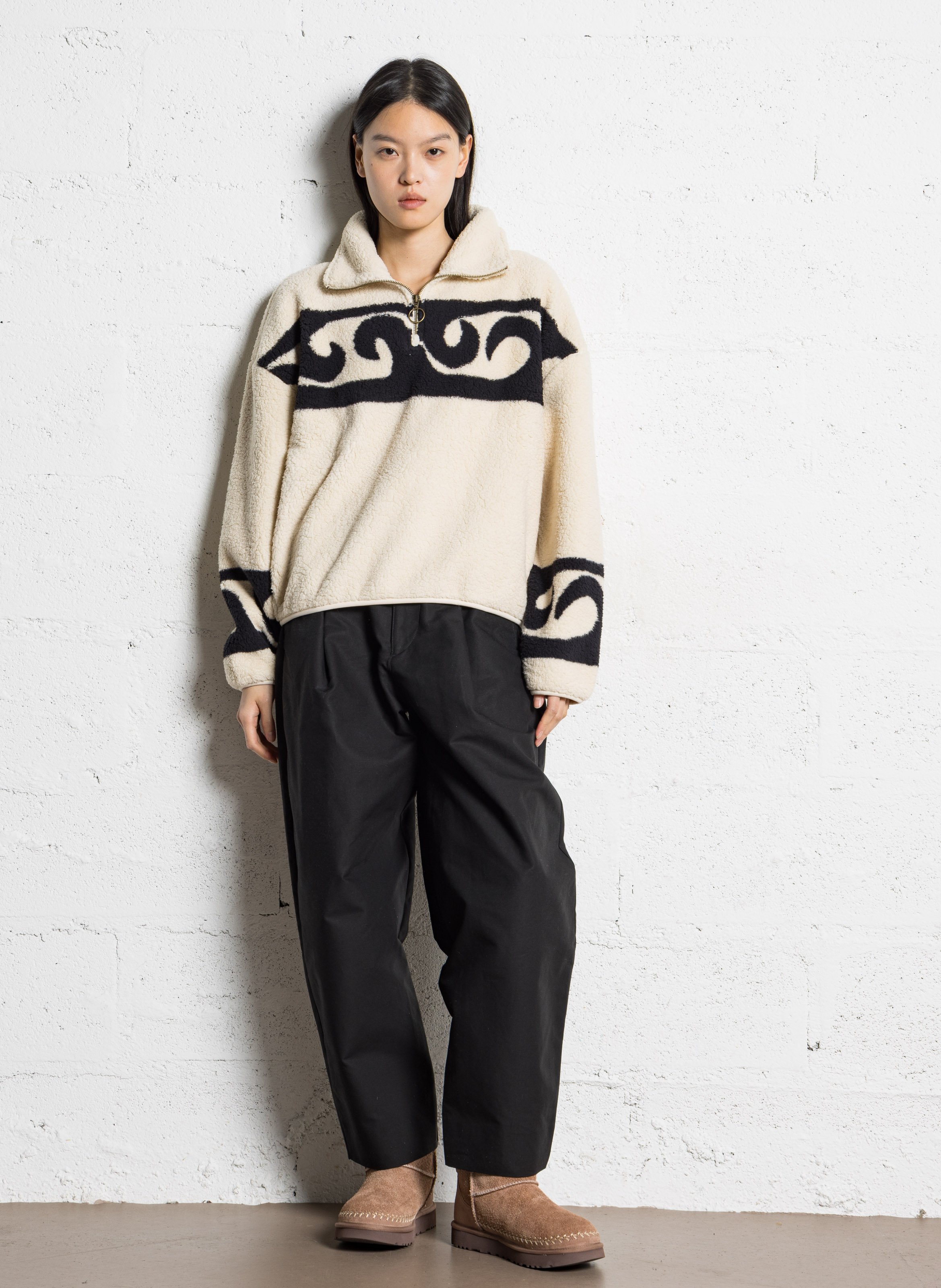 Polaire oversize col montant zippé BILLABONG Beige