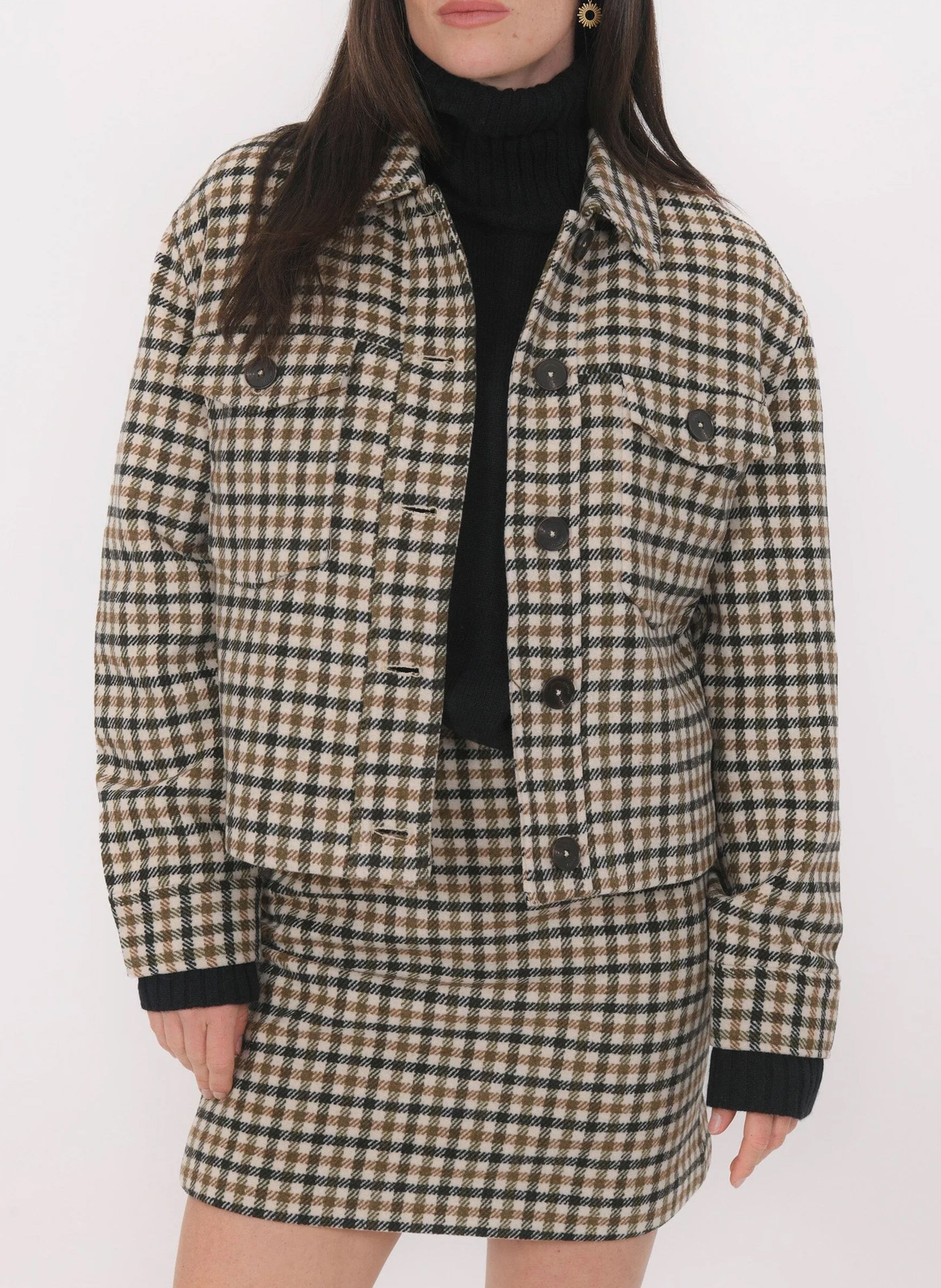 Blouse met klassieke kraag | wolblend KOOKAI Groen