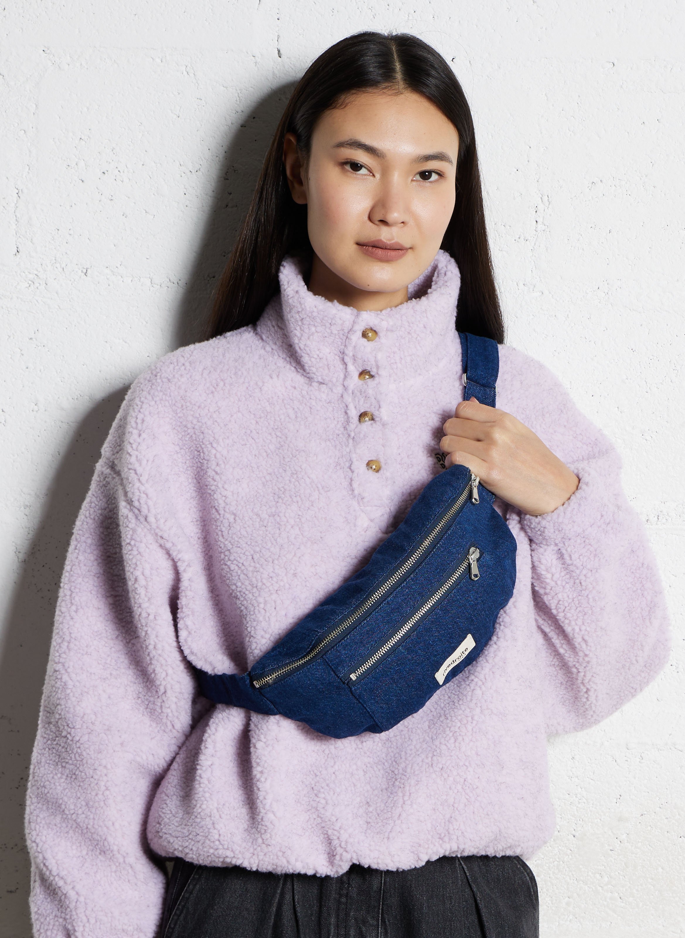 Upcycled cotton bum bag RIVEDROITE PARIS Blue